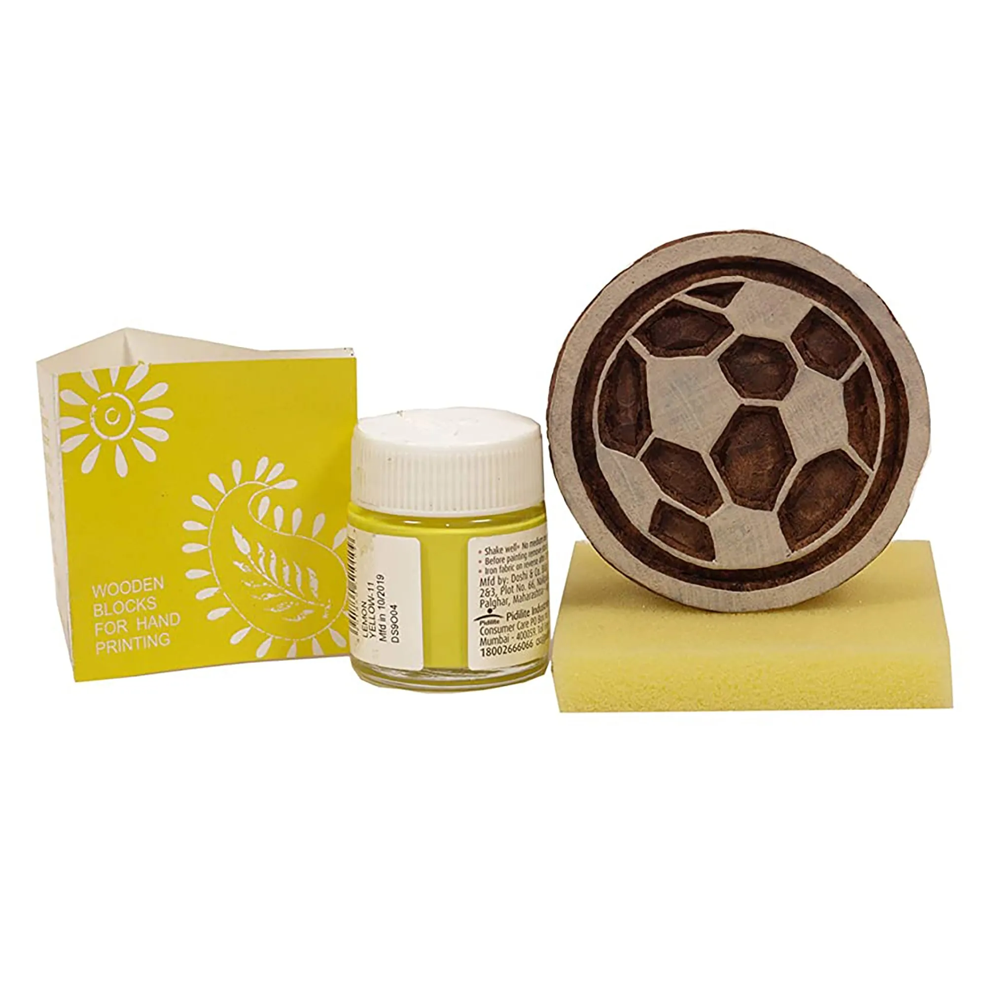 DIY Cotton Tshirt Block Printing kit Yellow Football