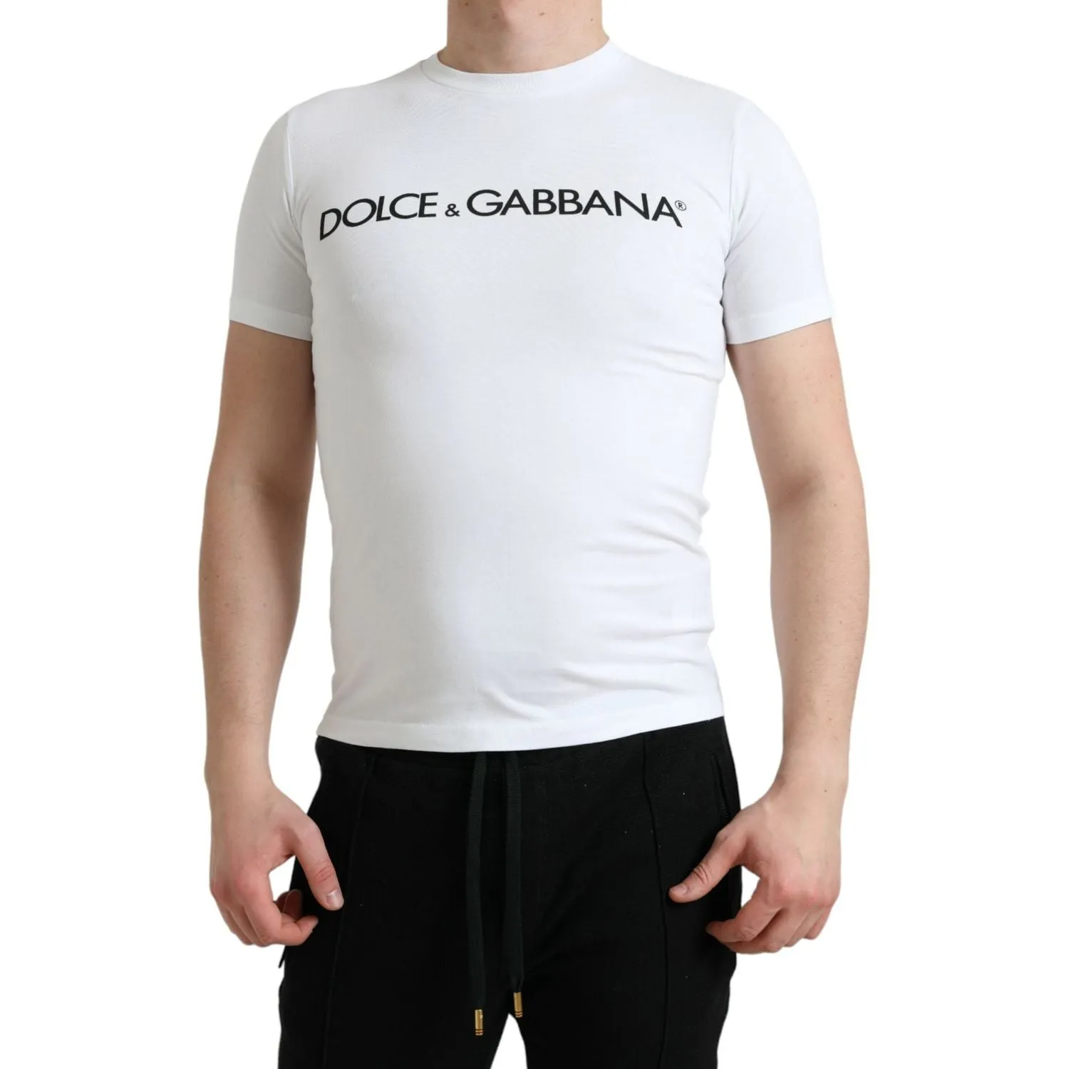 Dolce & Gabbana Elegant White Logo Crewneck Tee