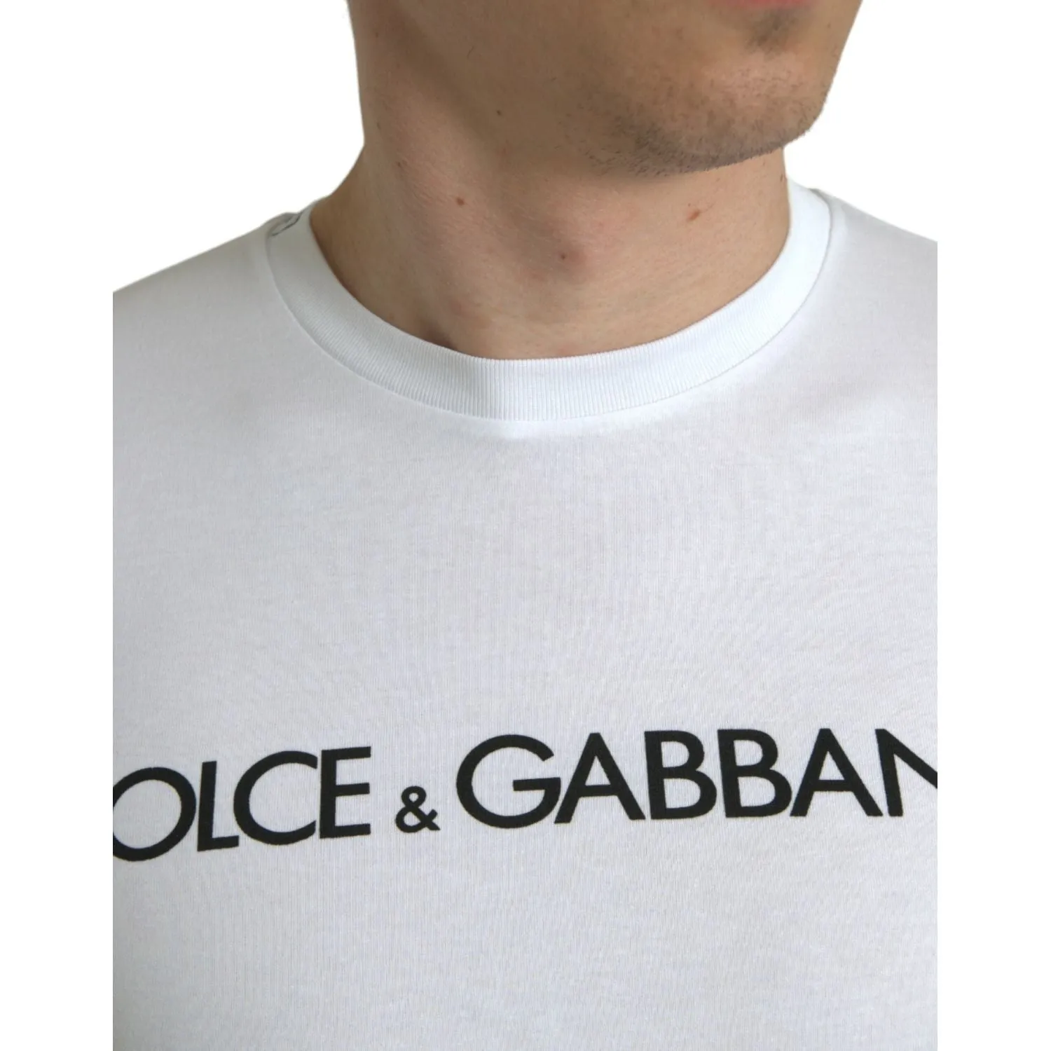 Dolce & Gabbana Elegant White Logo Crewneck Tee