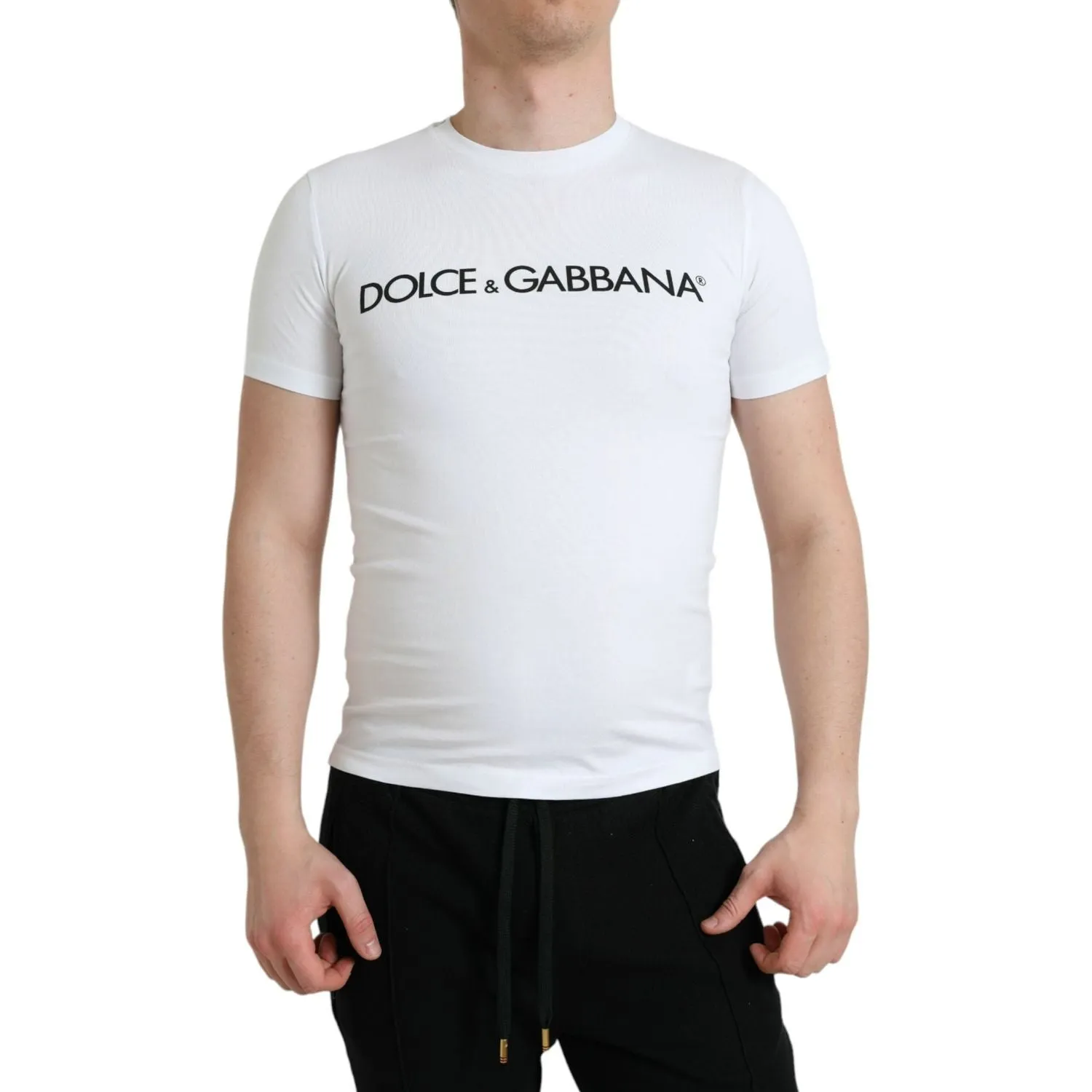 Dolce & Gabbana Elegant White Logo Crewneck Tee