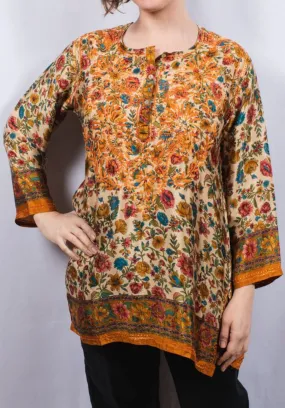 Dolma Silk Embroidered Tunic Rust