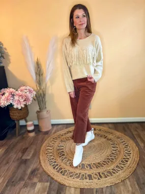 Dreamscape Corduroy Cropped Wide Leg Pants