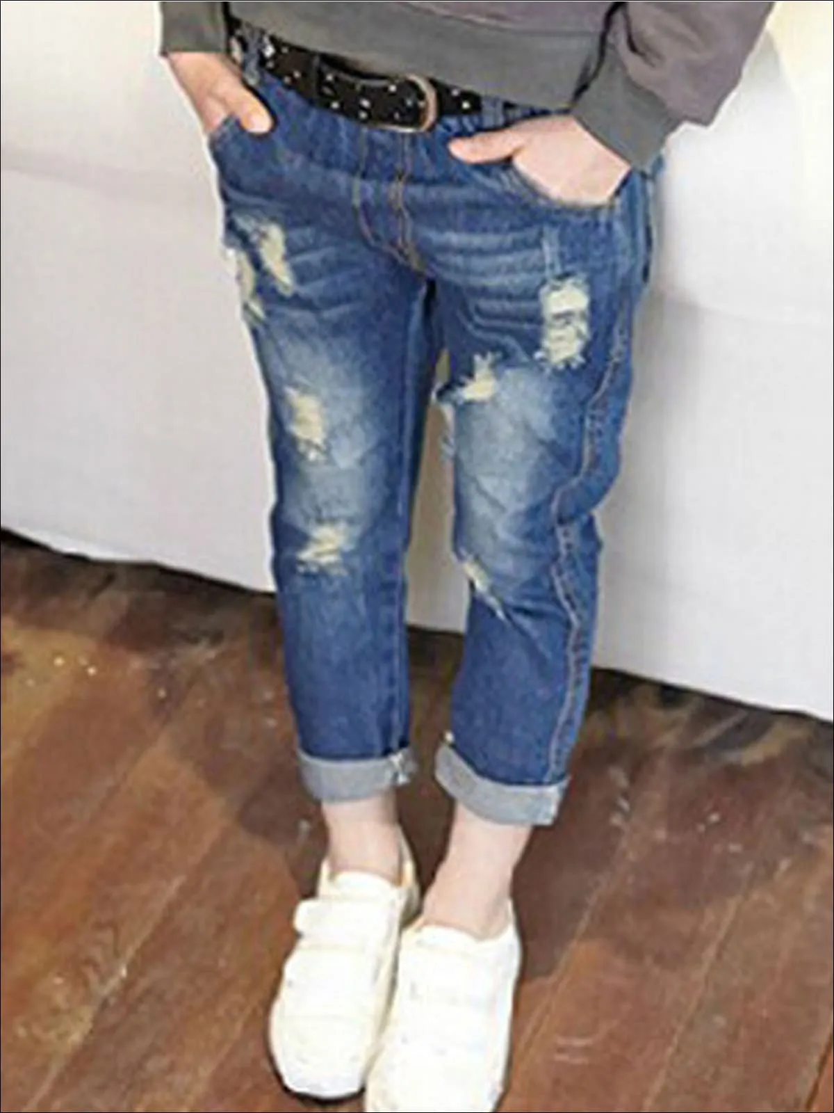 Fashionable Fades Distressed Cuffed Jeans