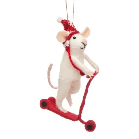 Felt Mouse on Scooter Christmas Tree Decoration