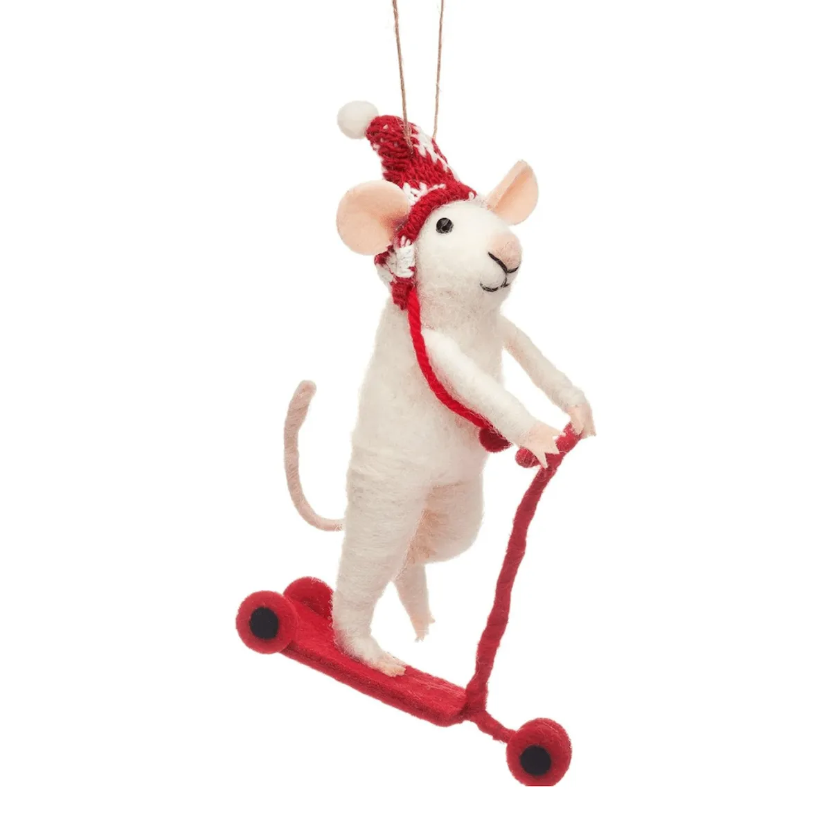 Felt Mouse on Scooter Christmas Tree Decoration