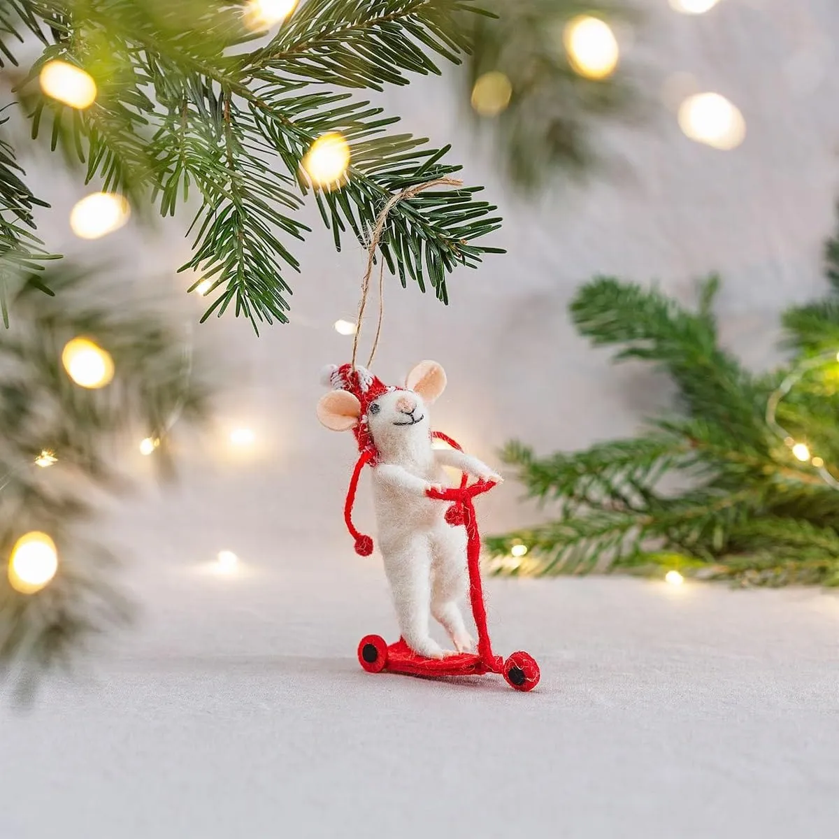 Felt Mouse on Scooter Christmas Tree Decoration