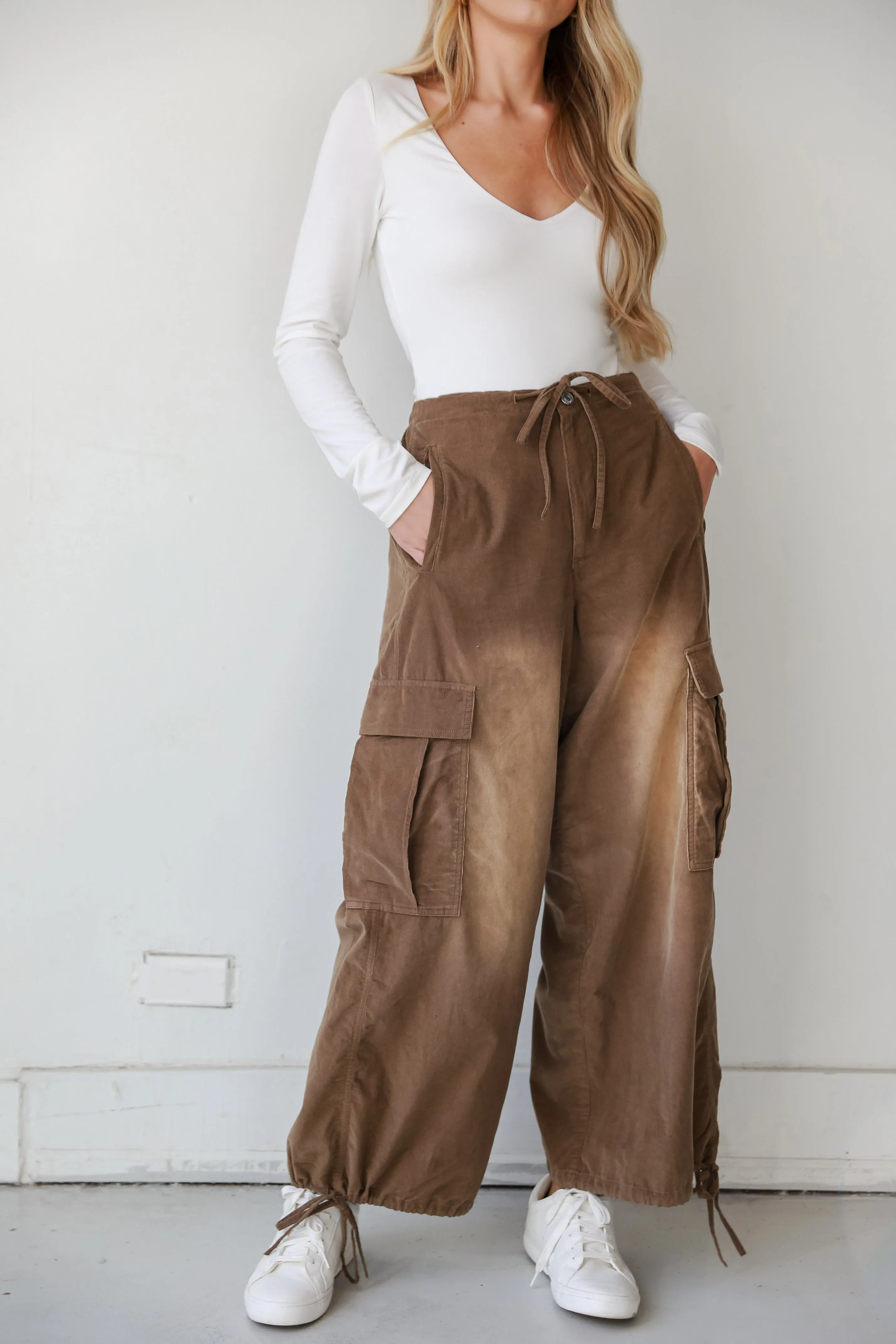 FINAL SALE - Contemporary Aura Brown Corduroy Cargo Pants