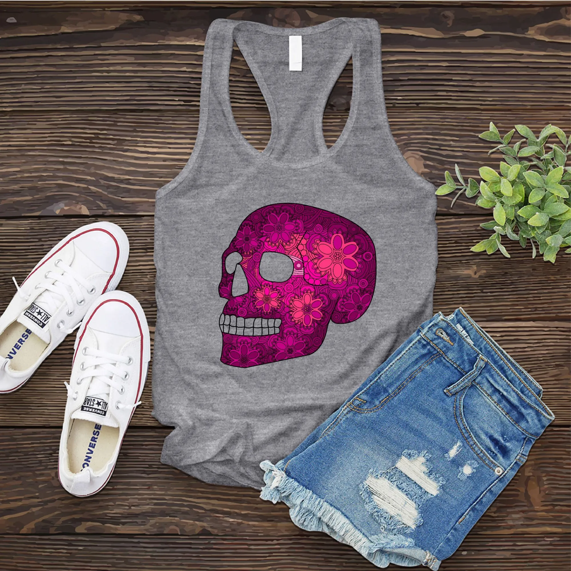 Floral Skull Women's Tank Top