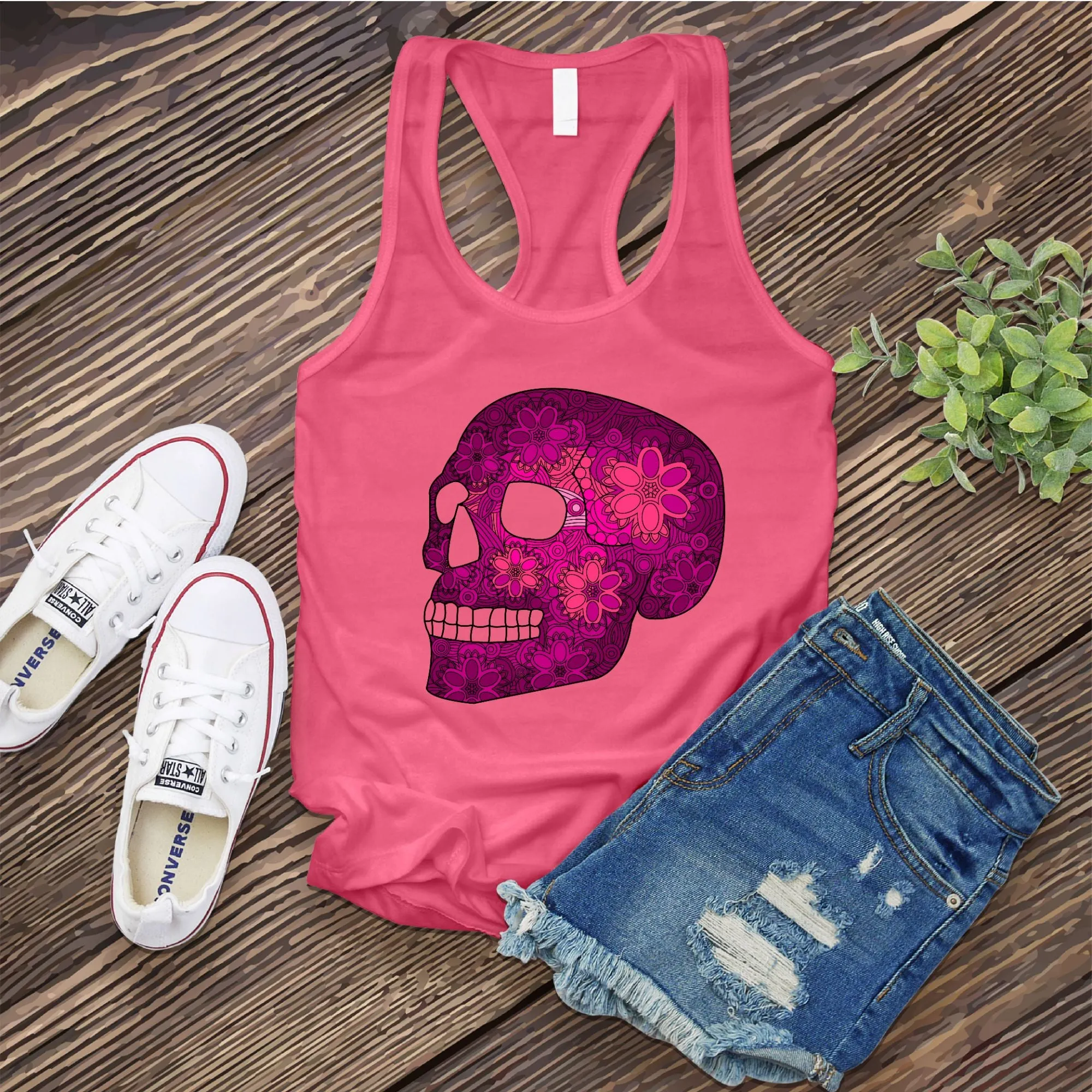 Floral Skull Women's Tank Top