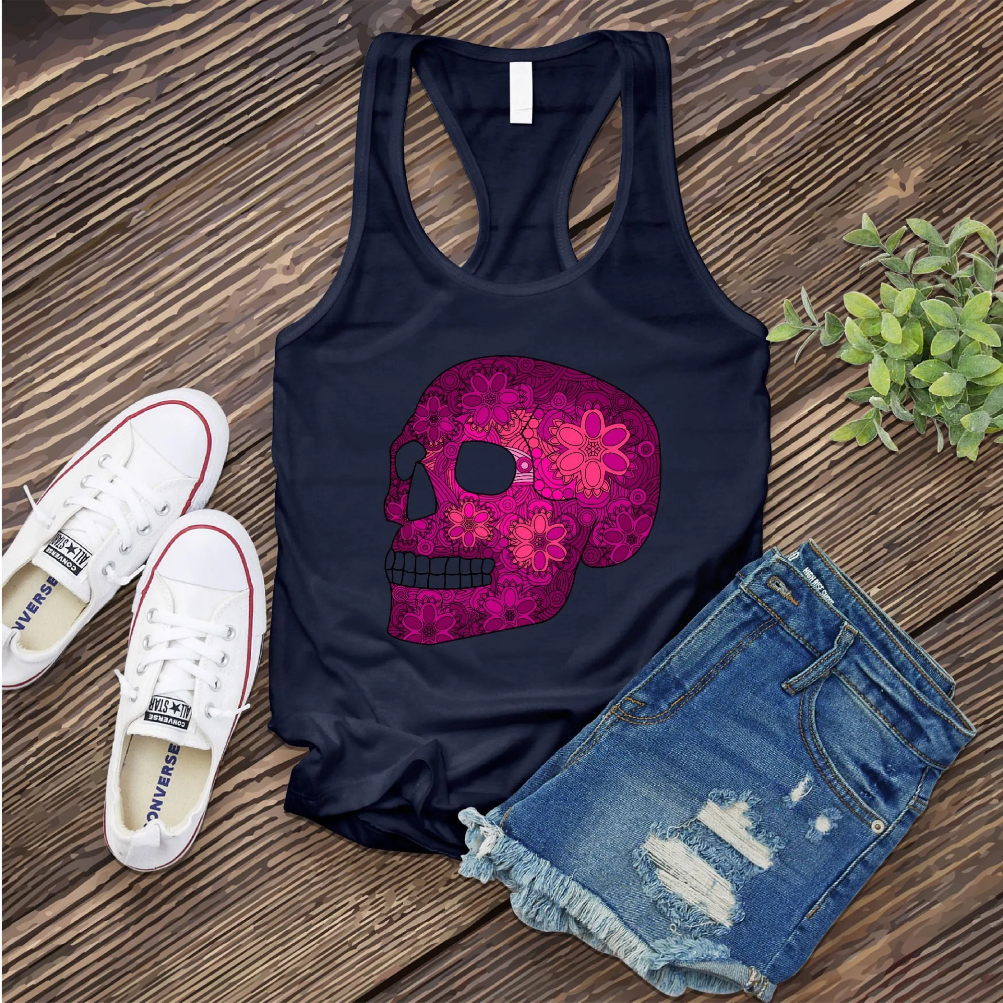 Floral Skull Women's Tank Top