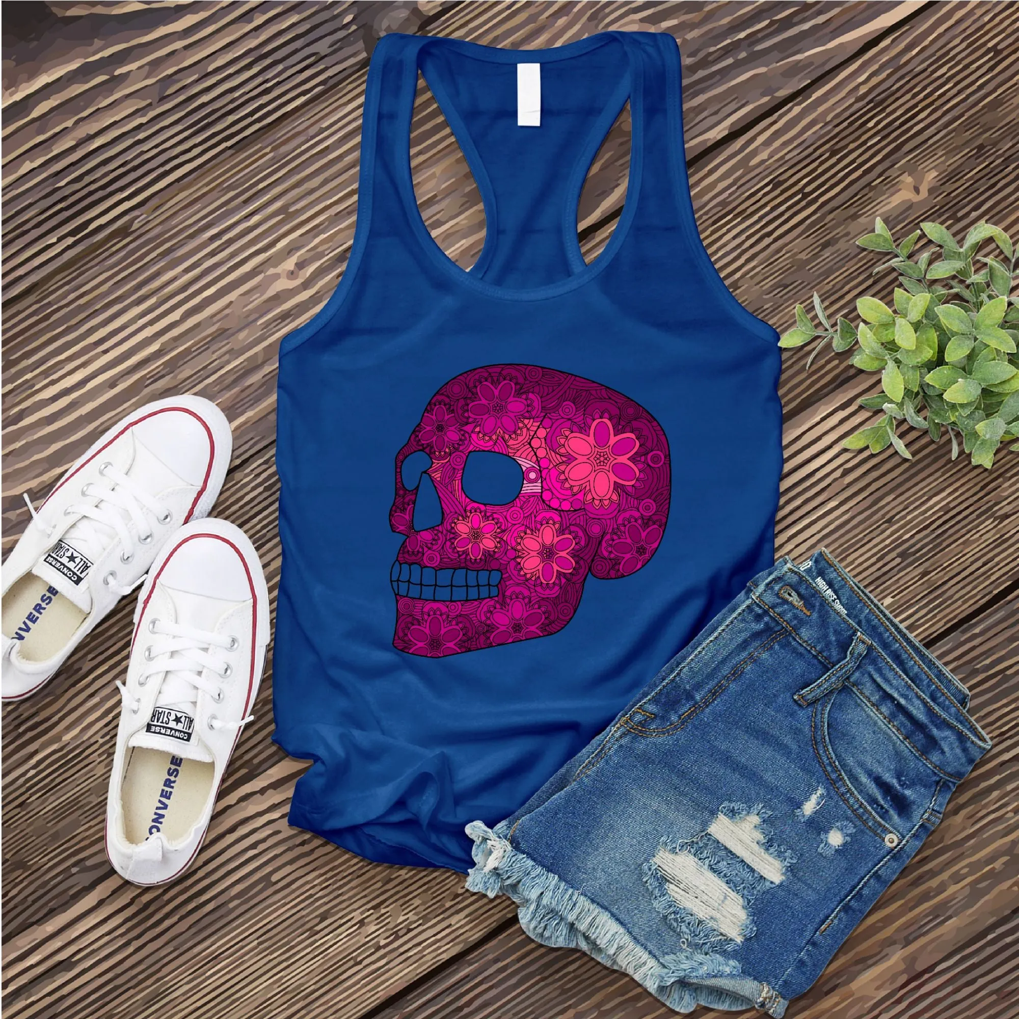 Floral Skull Women's Tank Top