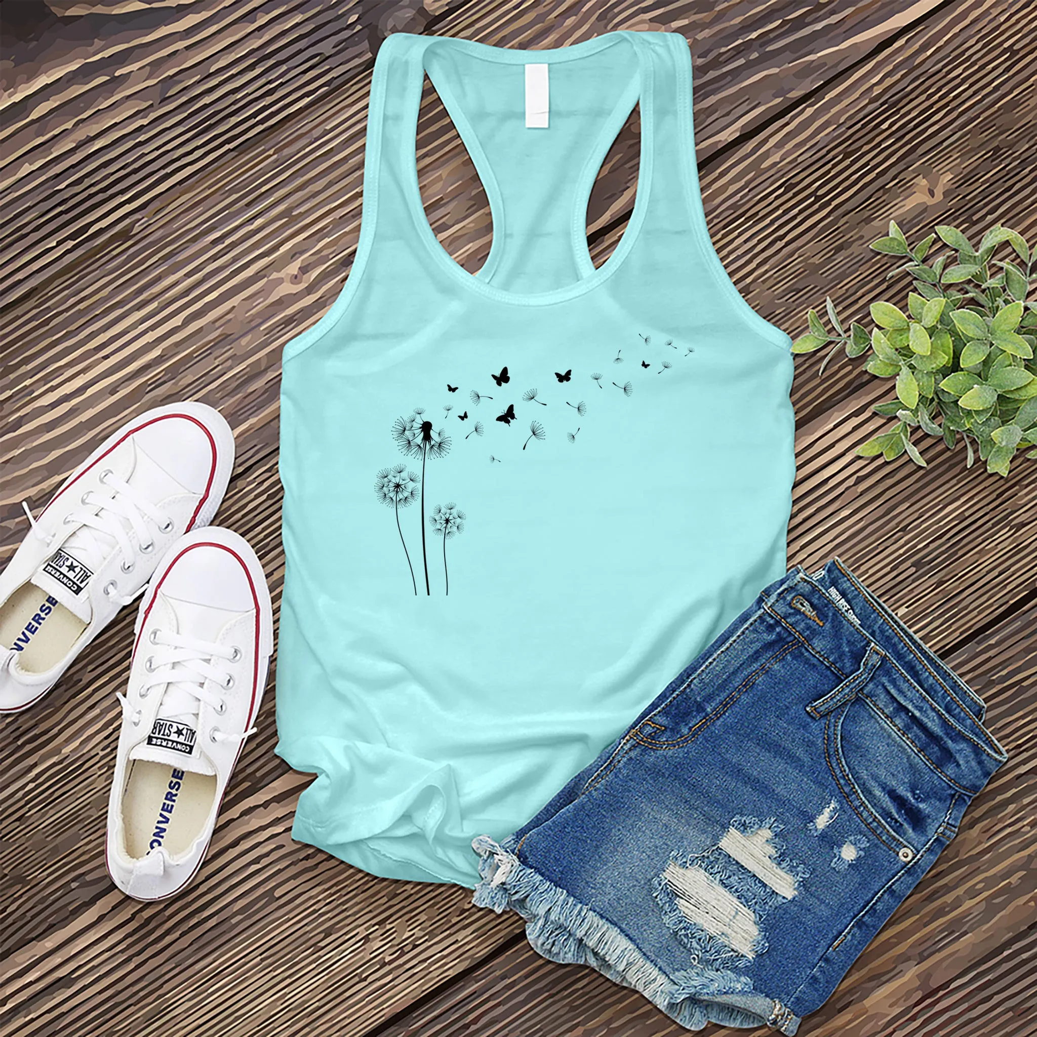 Flying Butterfly Dandelion Women's Tank Top