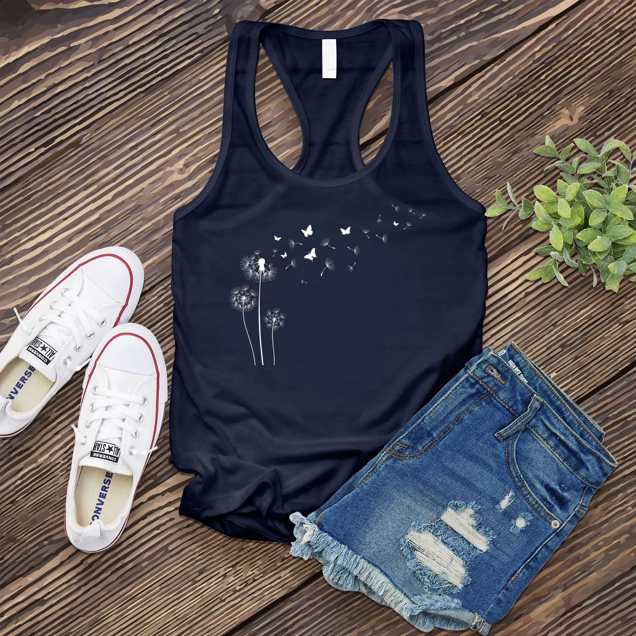 Flying Butterfly Dandelion Women's Tank Top