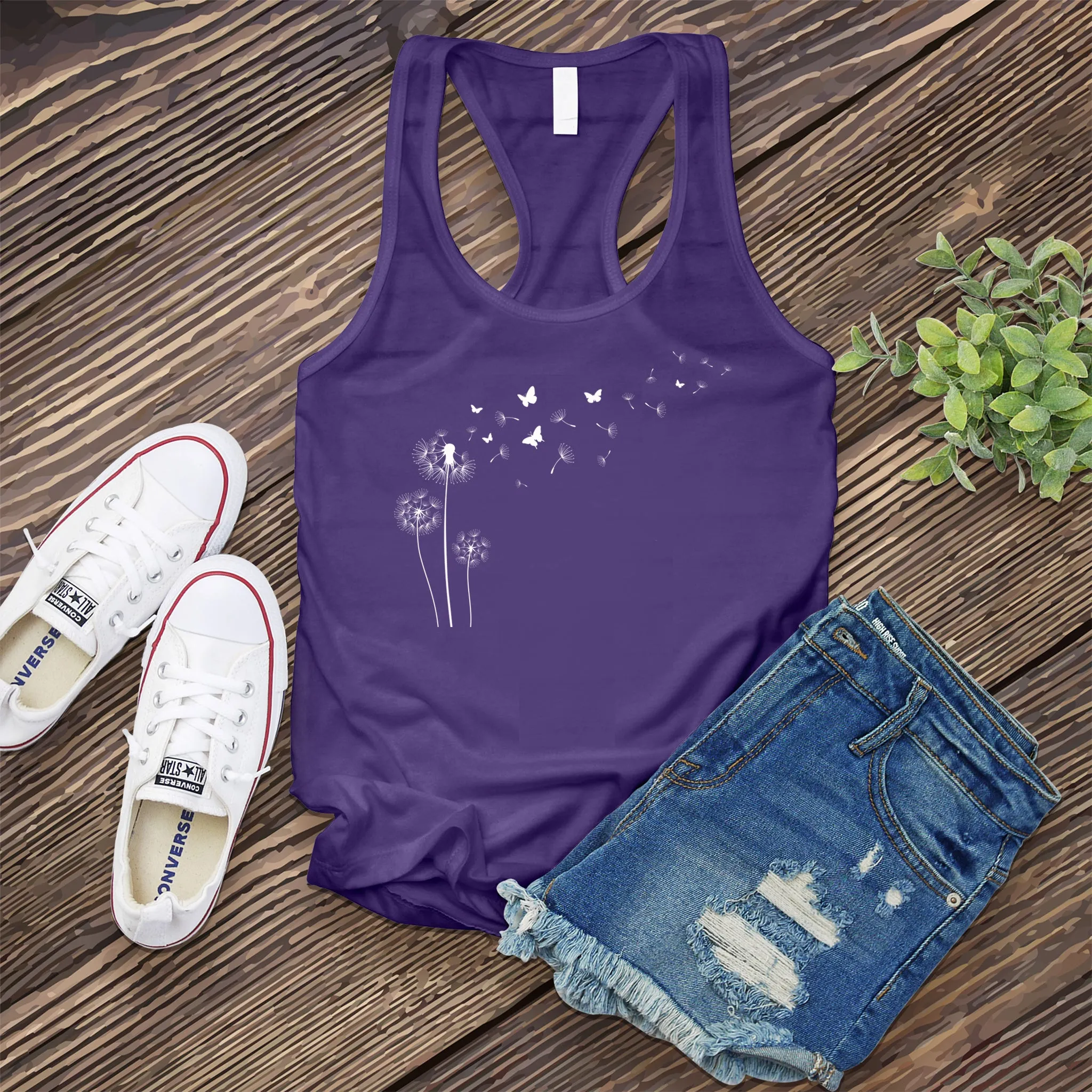 Flying Butterfly Dandelion Women's Tank Top