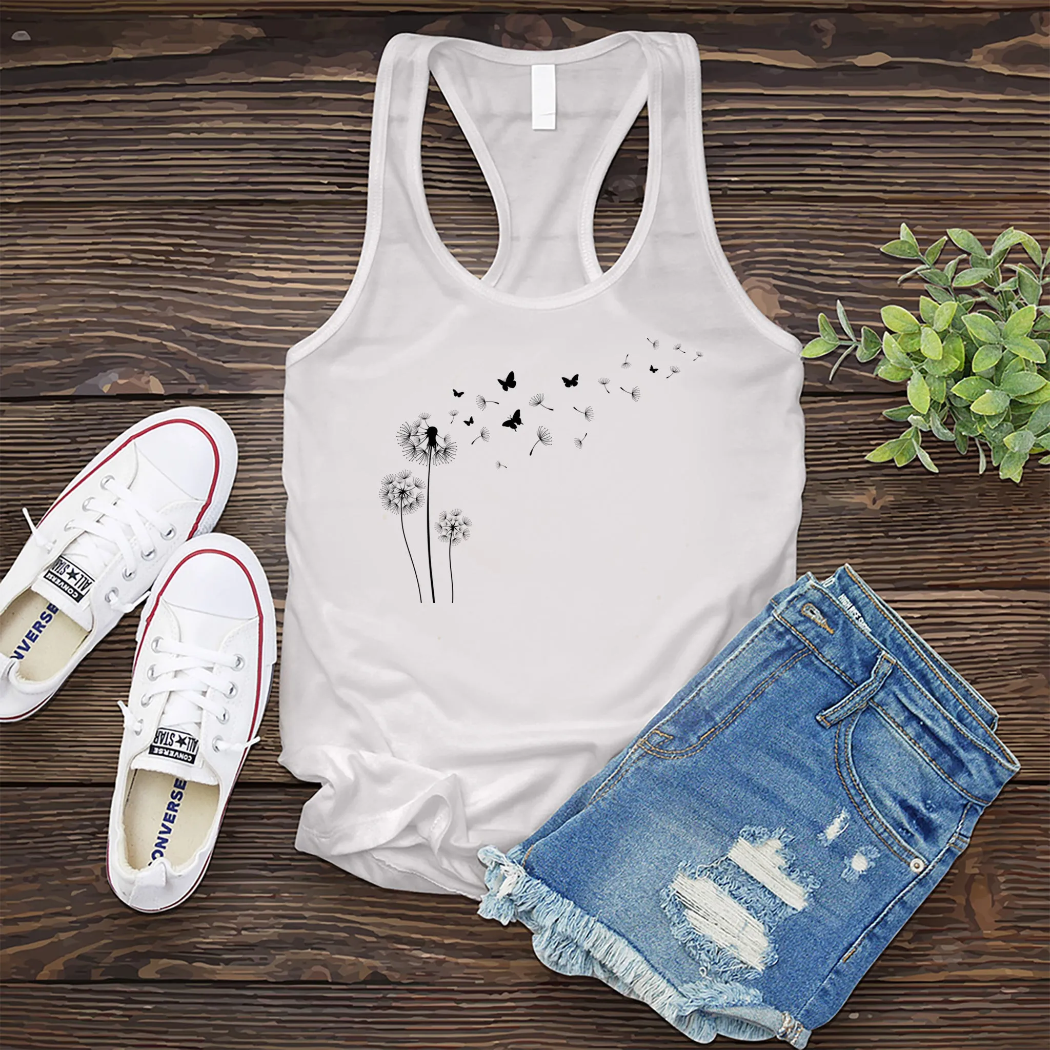 Flying Butterfly Dandelion Women's Tank Top