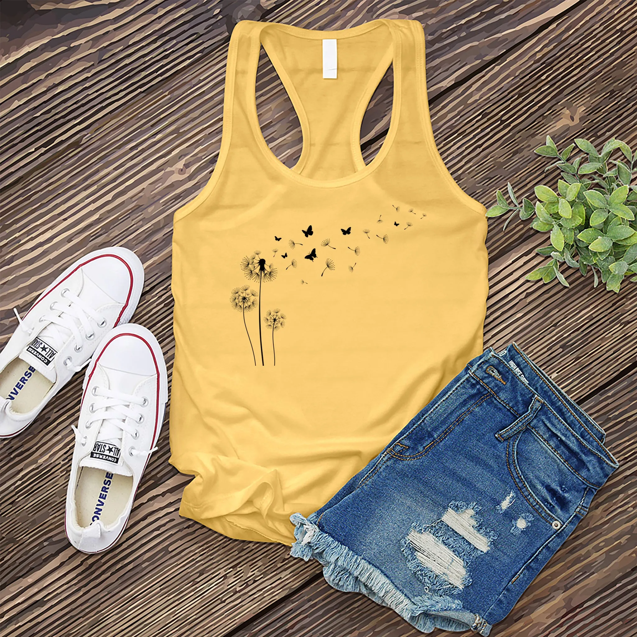 Flying Butterfly Dandelion Women's Tank Top