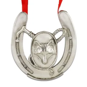 Fox Mask & Whip in Horseshoe Pewter Ornament