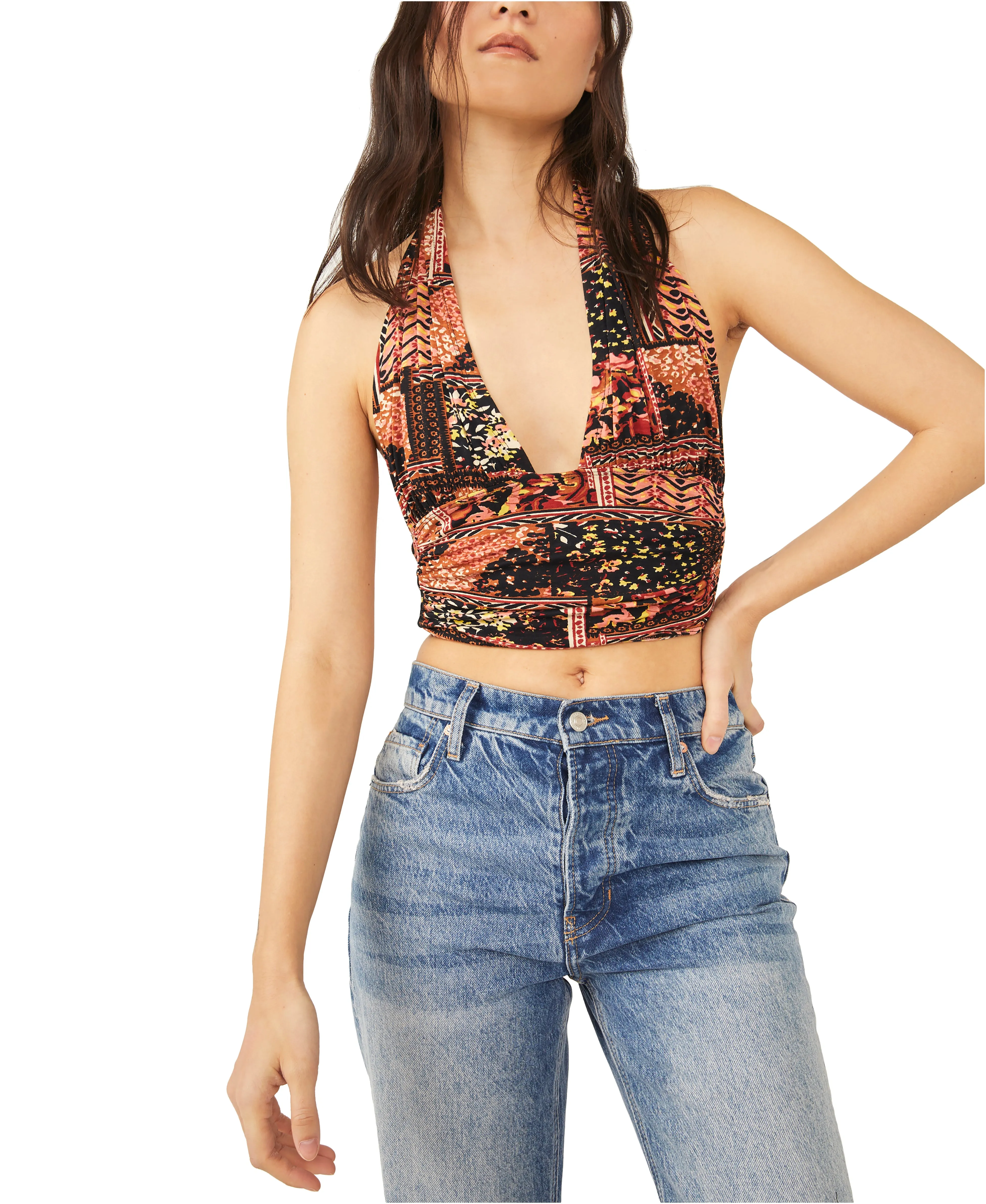 Free People Printed Heather Top