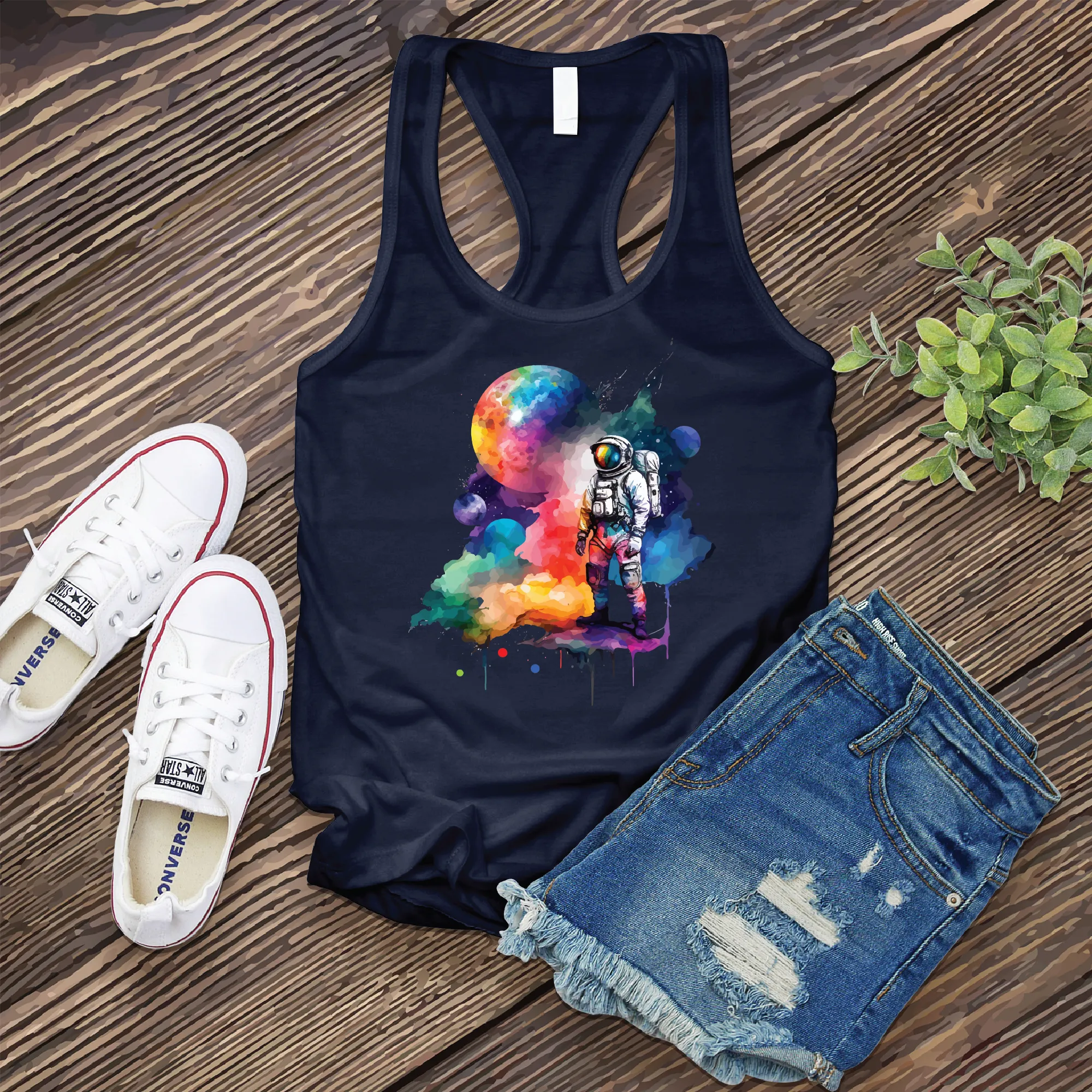 Galactic Watercolor Astronaut Women's Tank Top