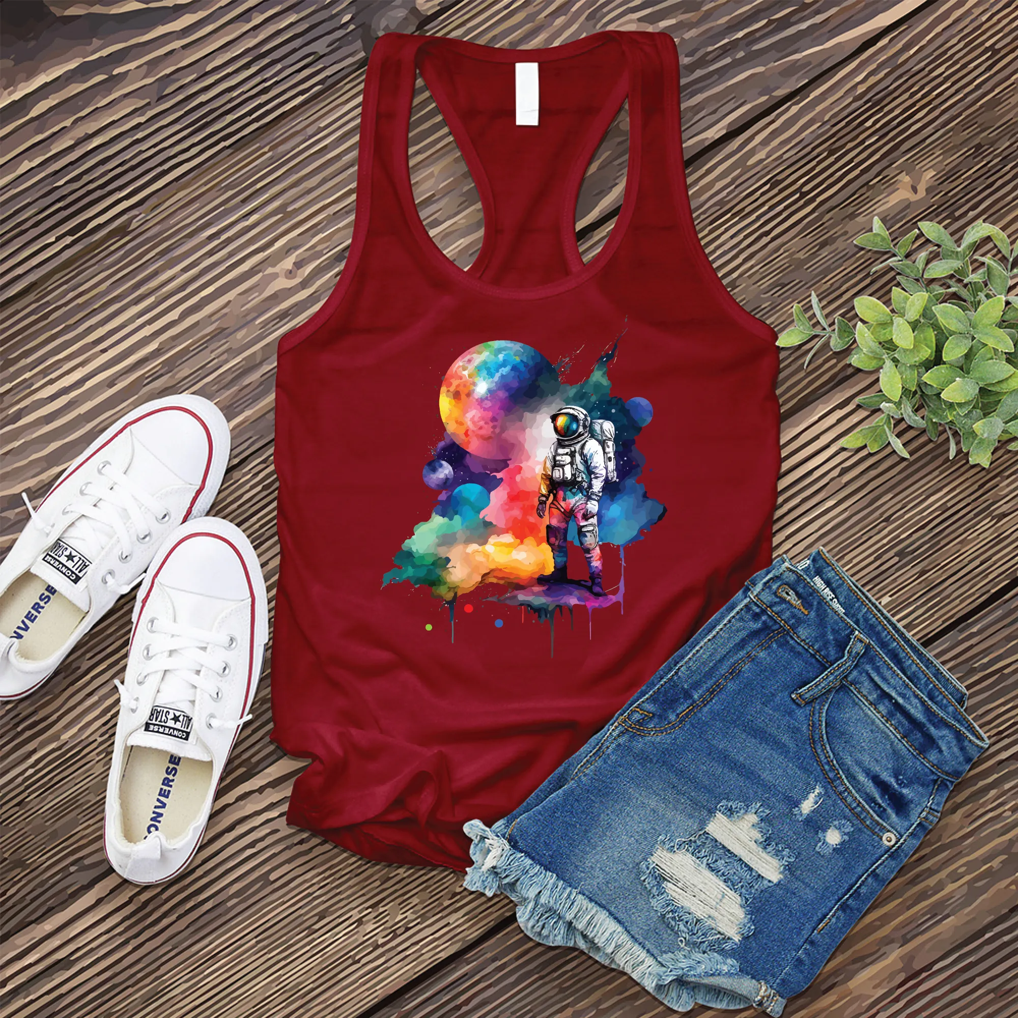 Galactic Watercolor Astronaut Women's Tank Top