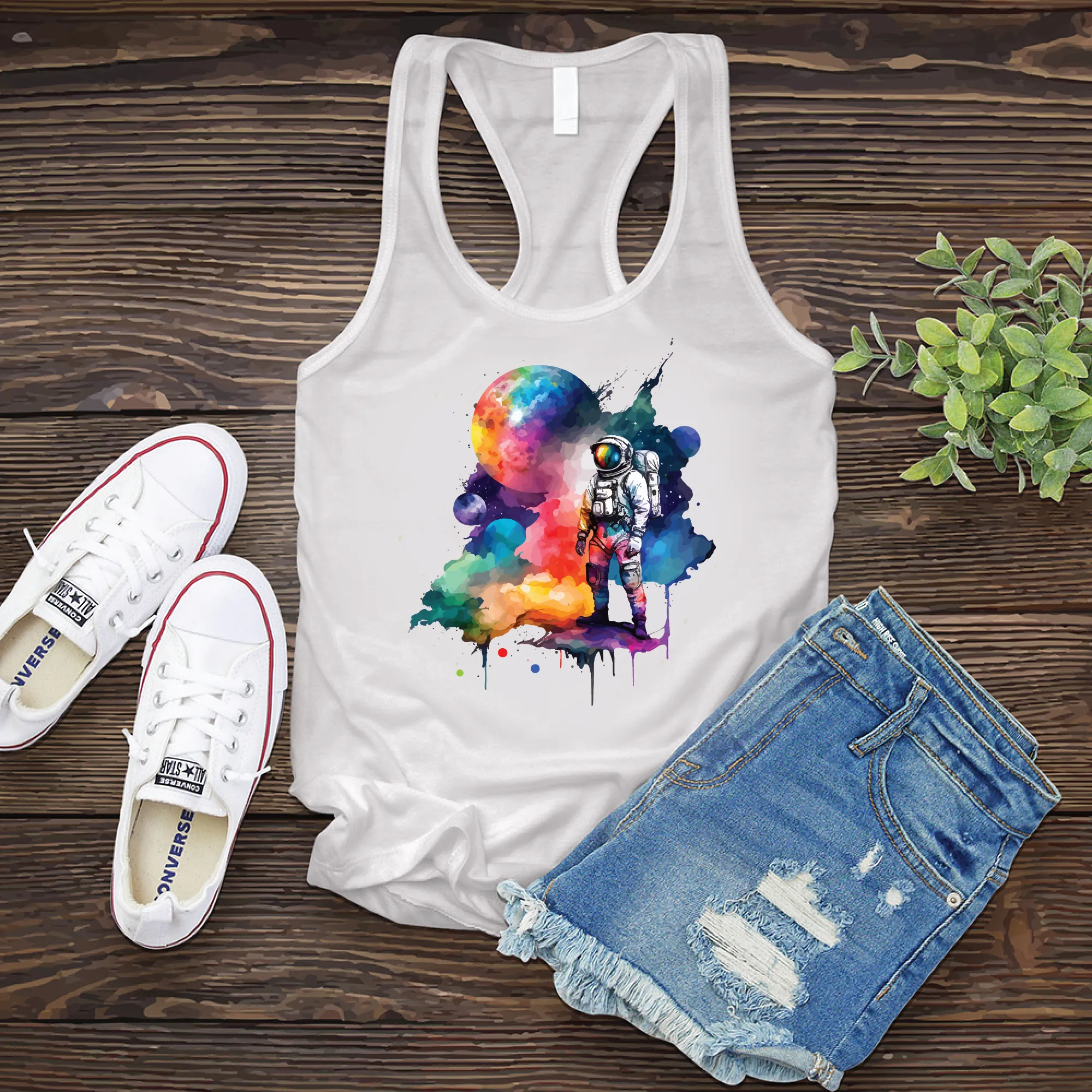 Galactic Watercolor Astronaut Women's Tank Top