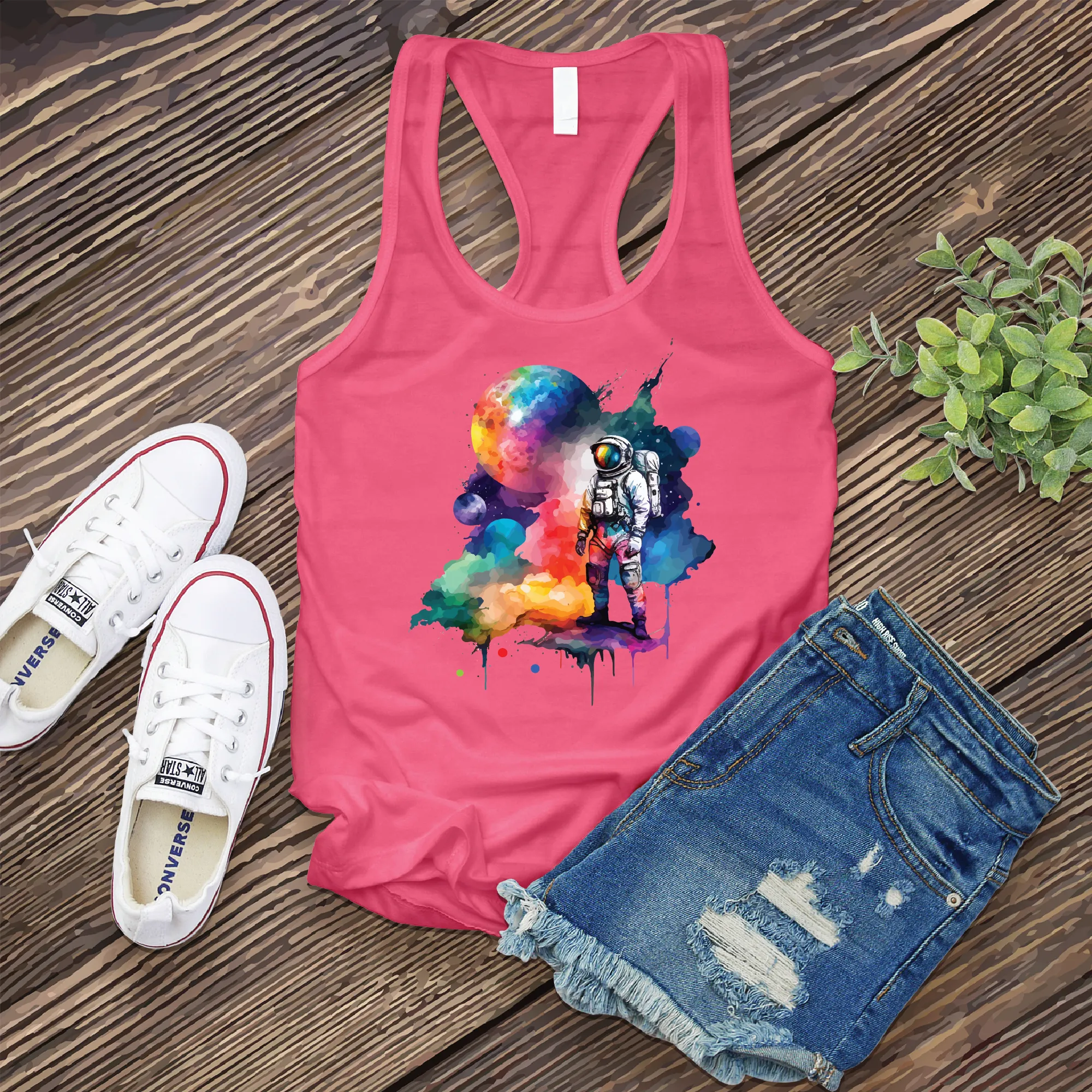 Galactic Watercolor Astronaut Women's Tank Top