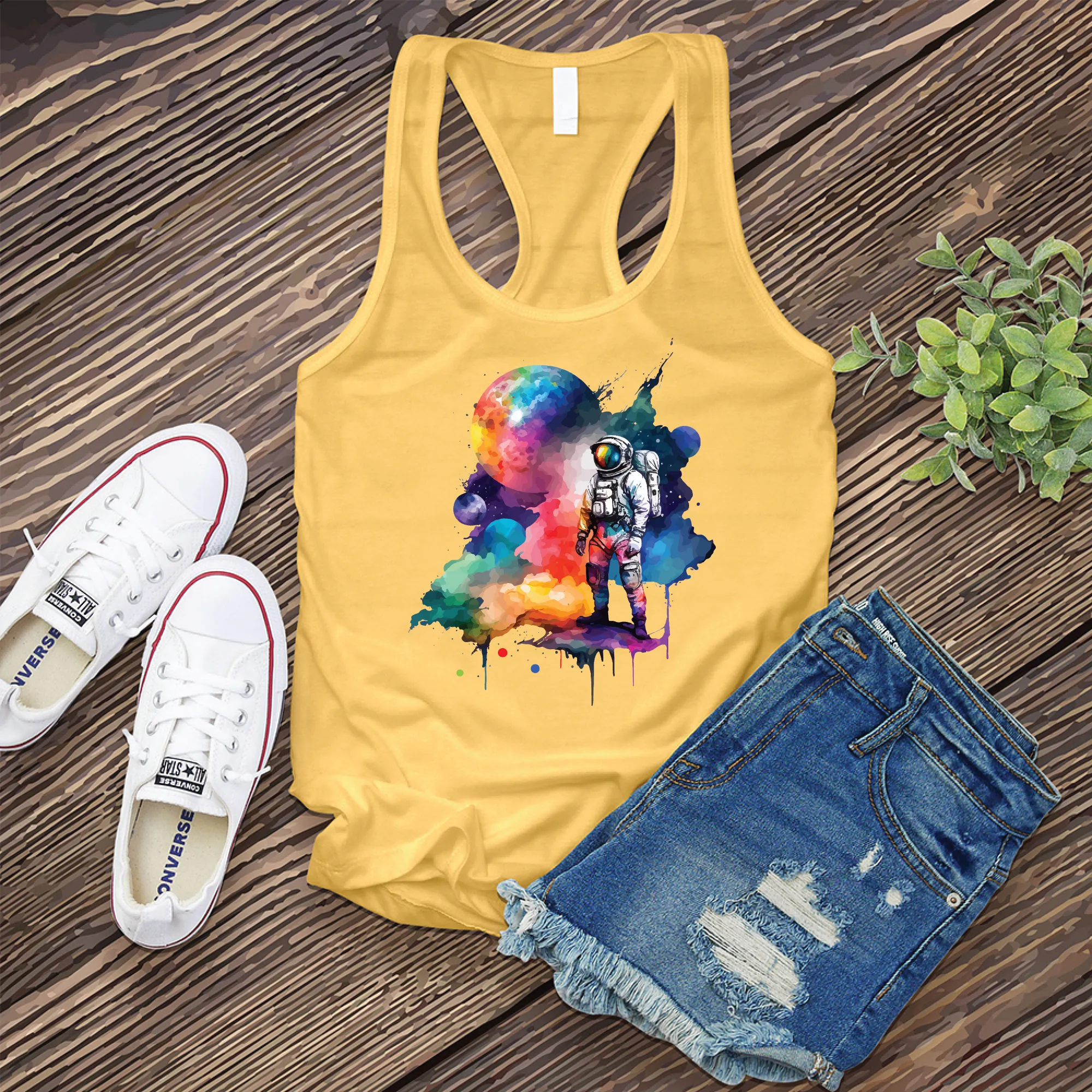 Galactic Watercolor Astronaut Women's Tank Top