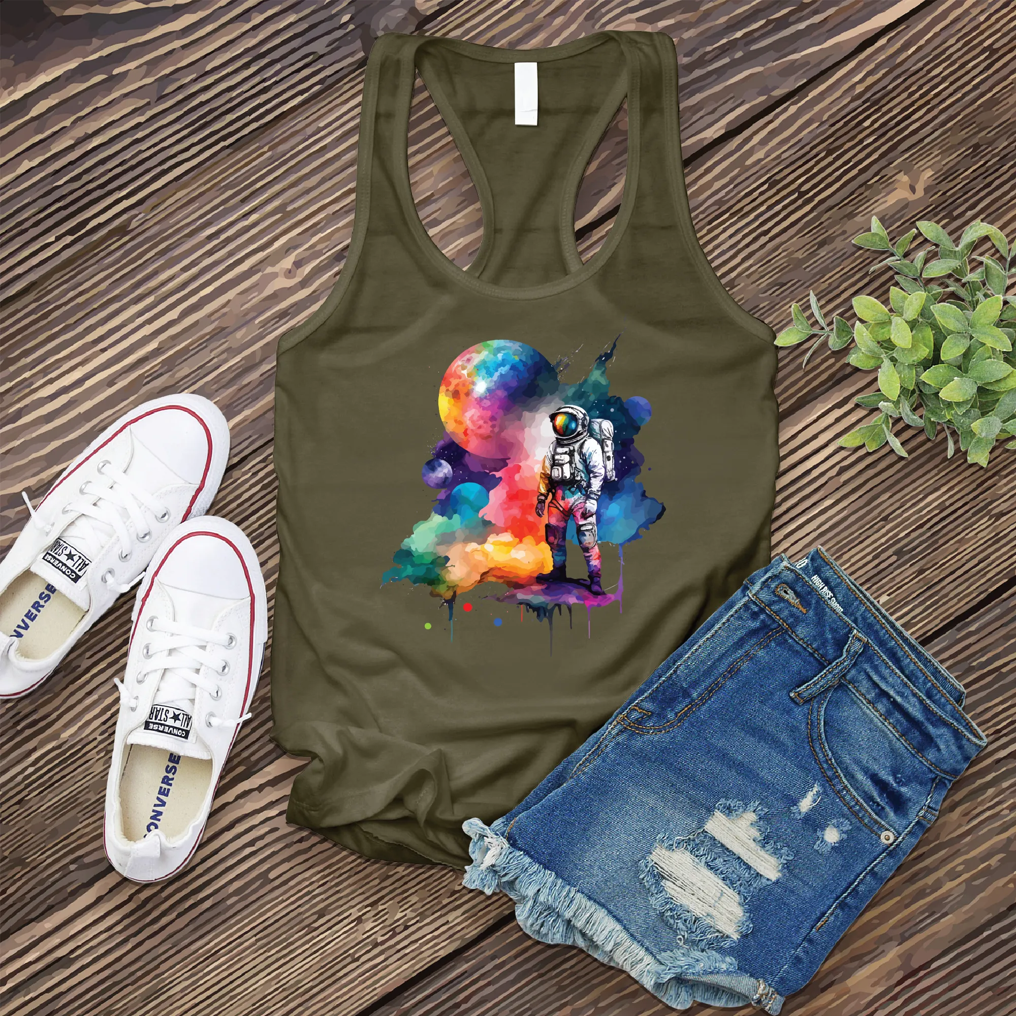 Galactic Watercolor Astronaut Women's Tank Top