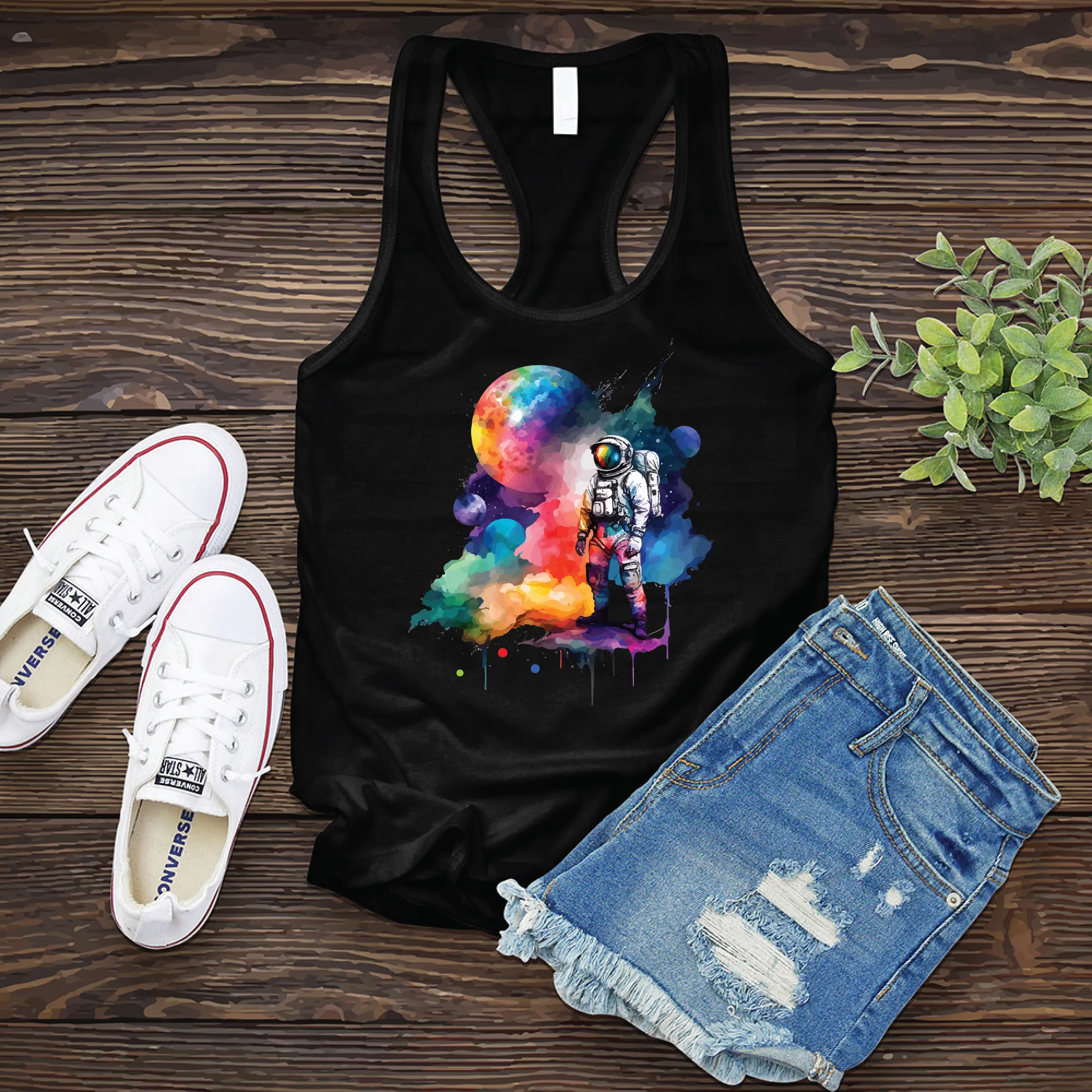 Galactic Watercolor Astronaut Women's Tank Top