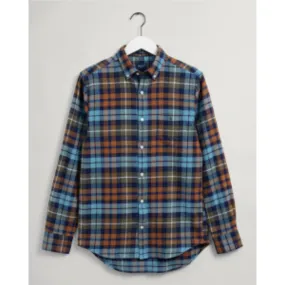 GANT Regular Fit Check Flannel Shirt - Adriatic Blue