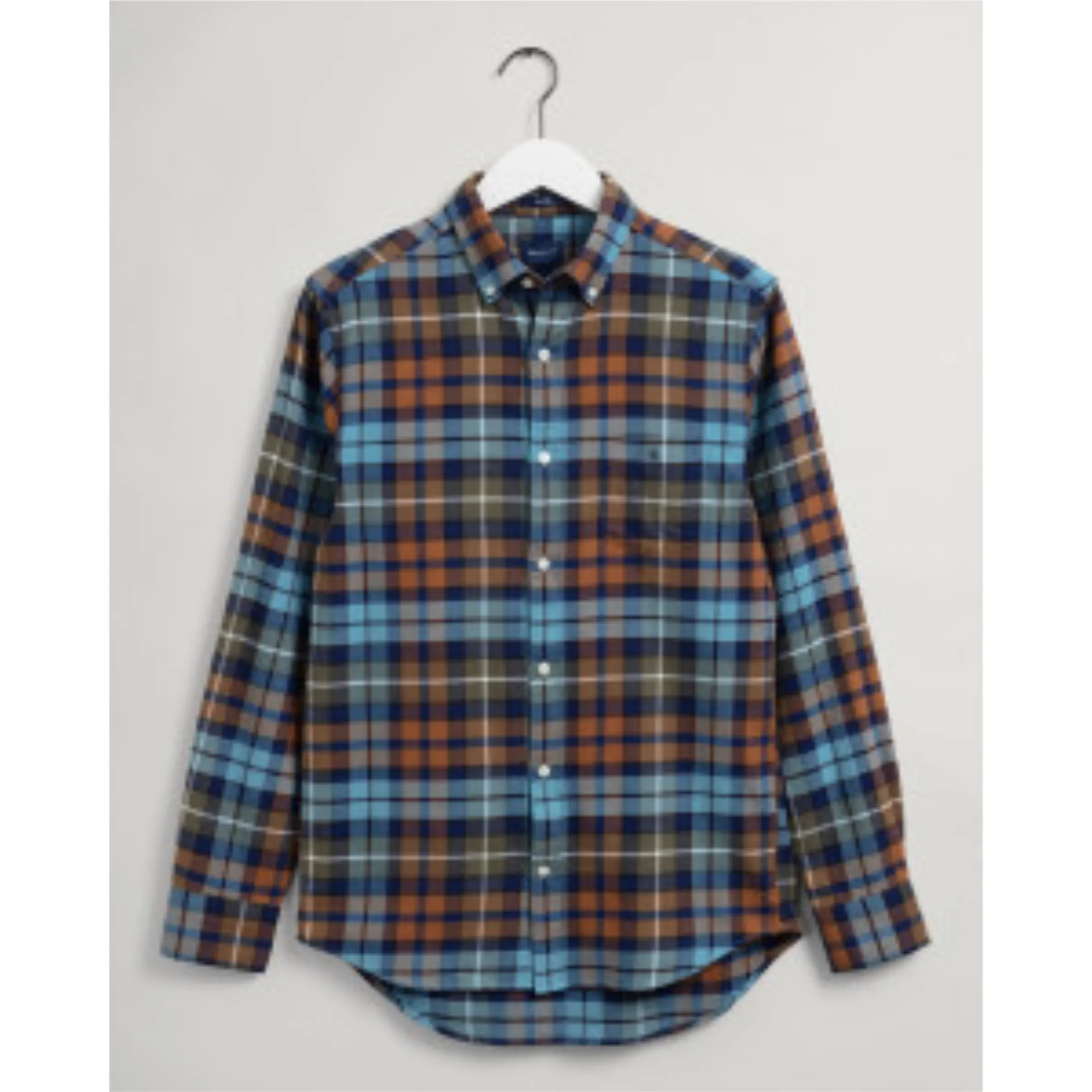 GANT Regular Fit Check Flannel Shirt - Adriatic Blue