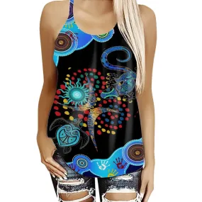 Gearhuman 3D Blue Turtule Lizard Cross Tank Top