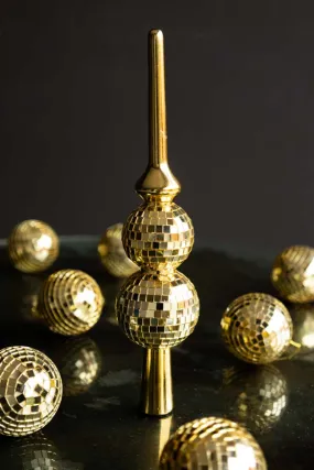 Gold Disco Ball & 10 Disco Ball Christmas Tree Decoration Set