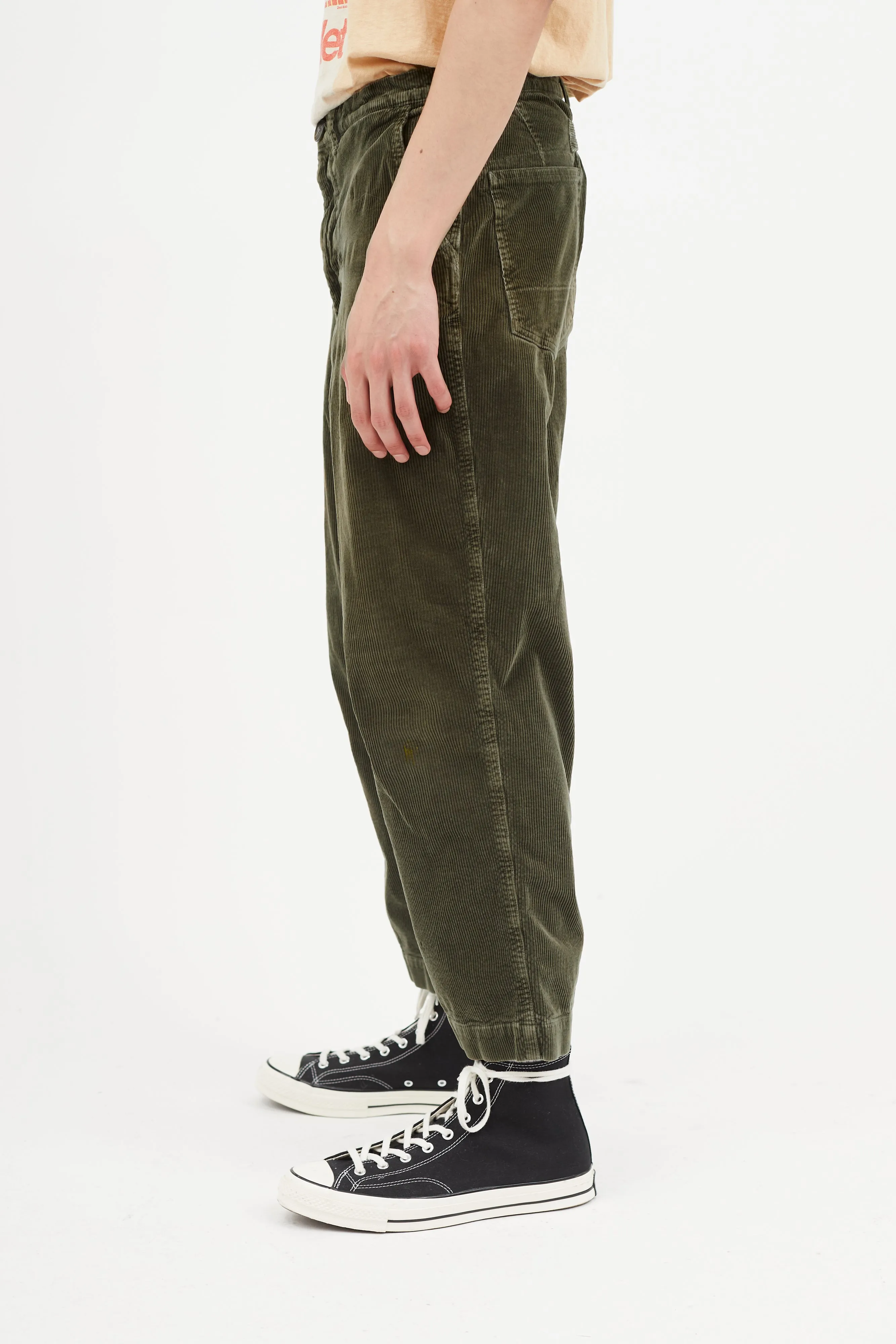 Green Corduroy Belted Pant