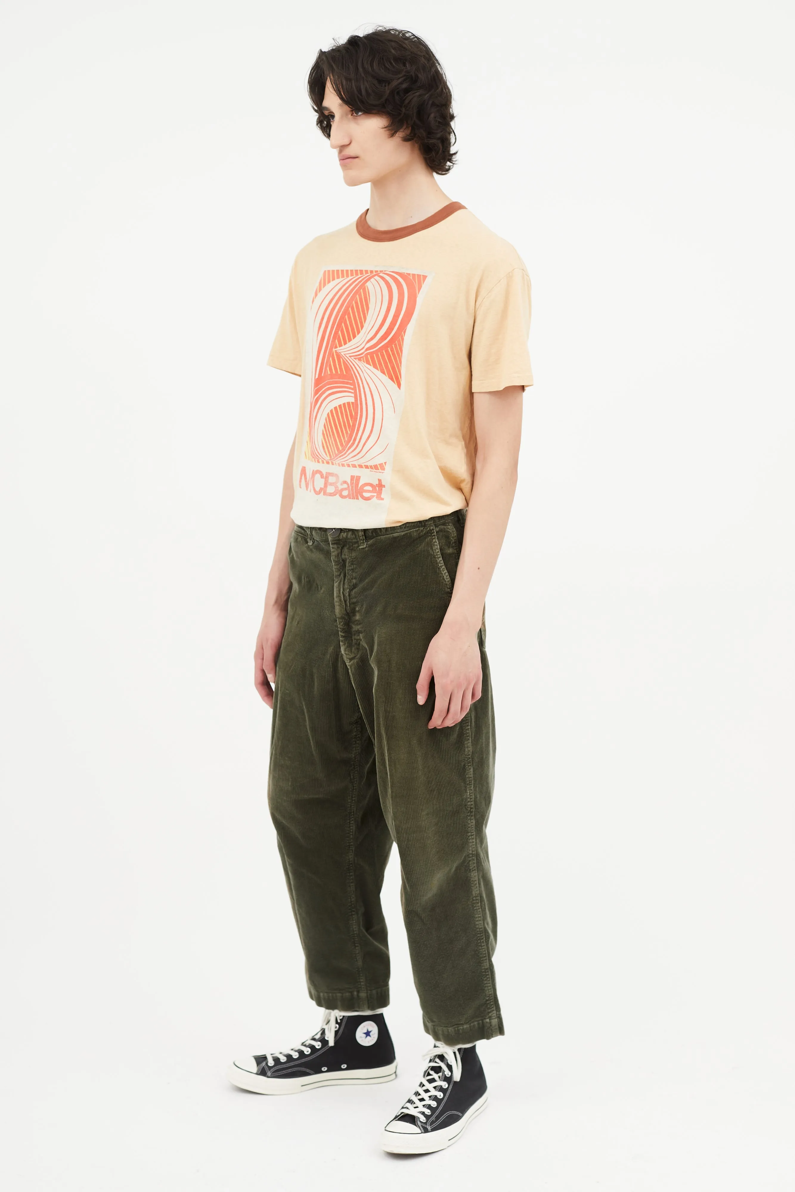 Green Corduroy Belted Pant