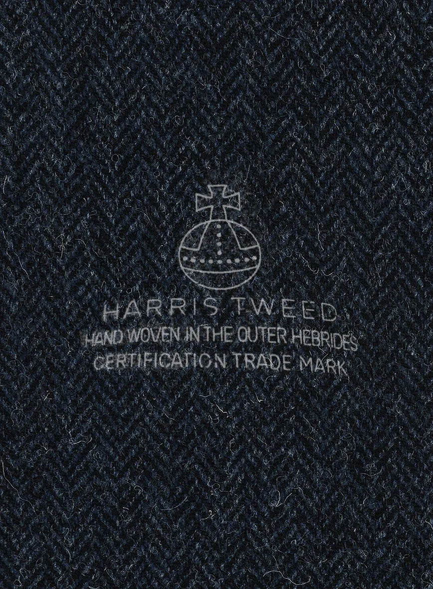 Harris Tweed Dark Blue Herringbone Hunting Vest