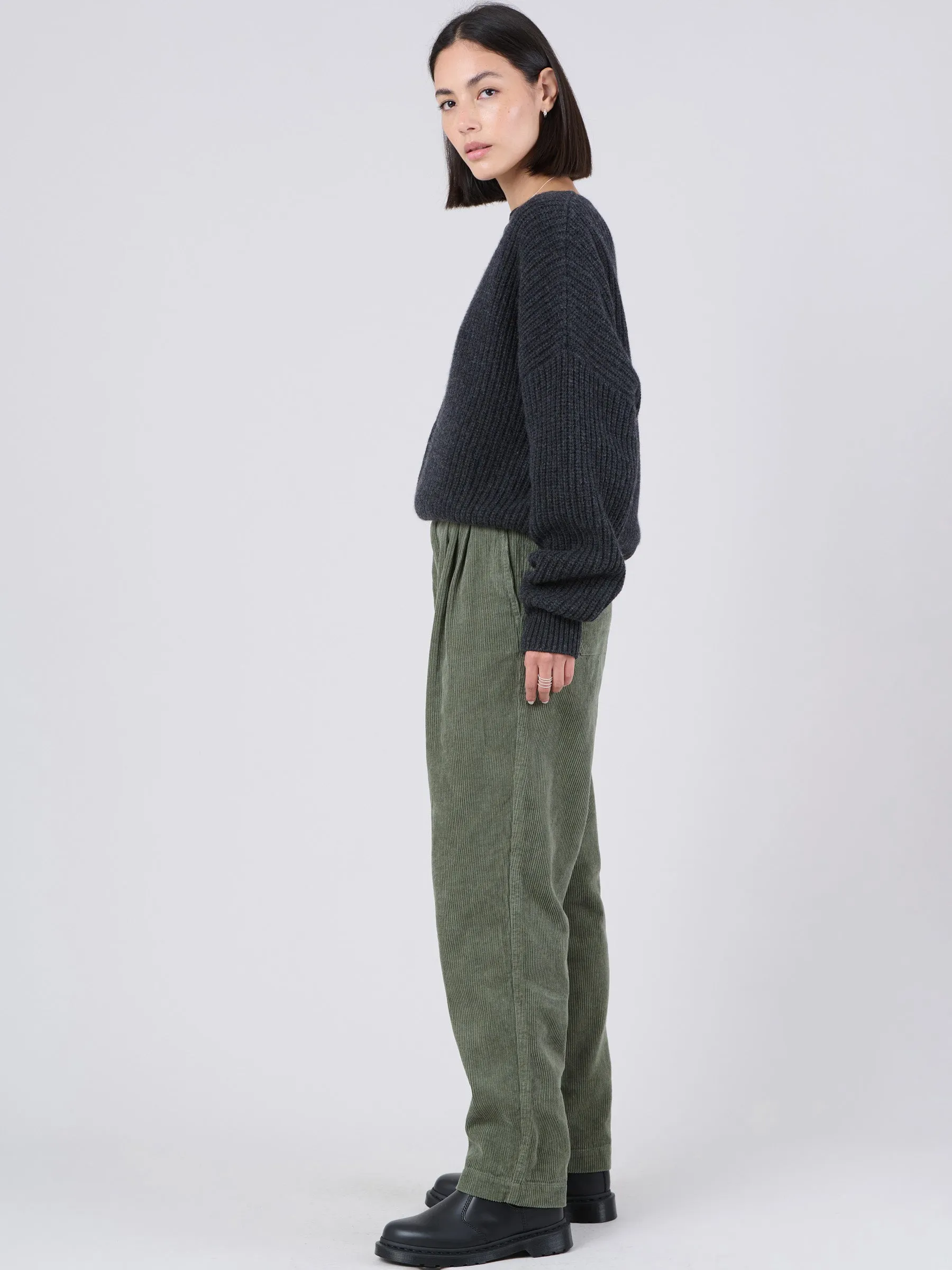 Hemp Organic Cotton Corduroy Front Pleats Trousers