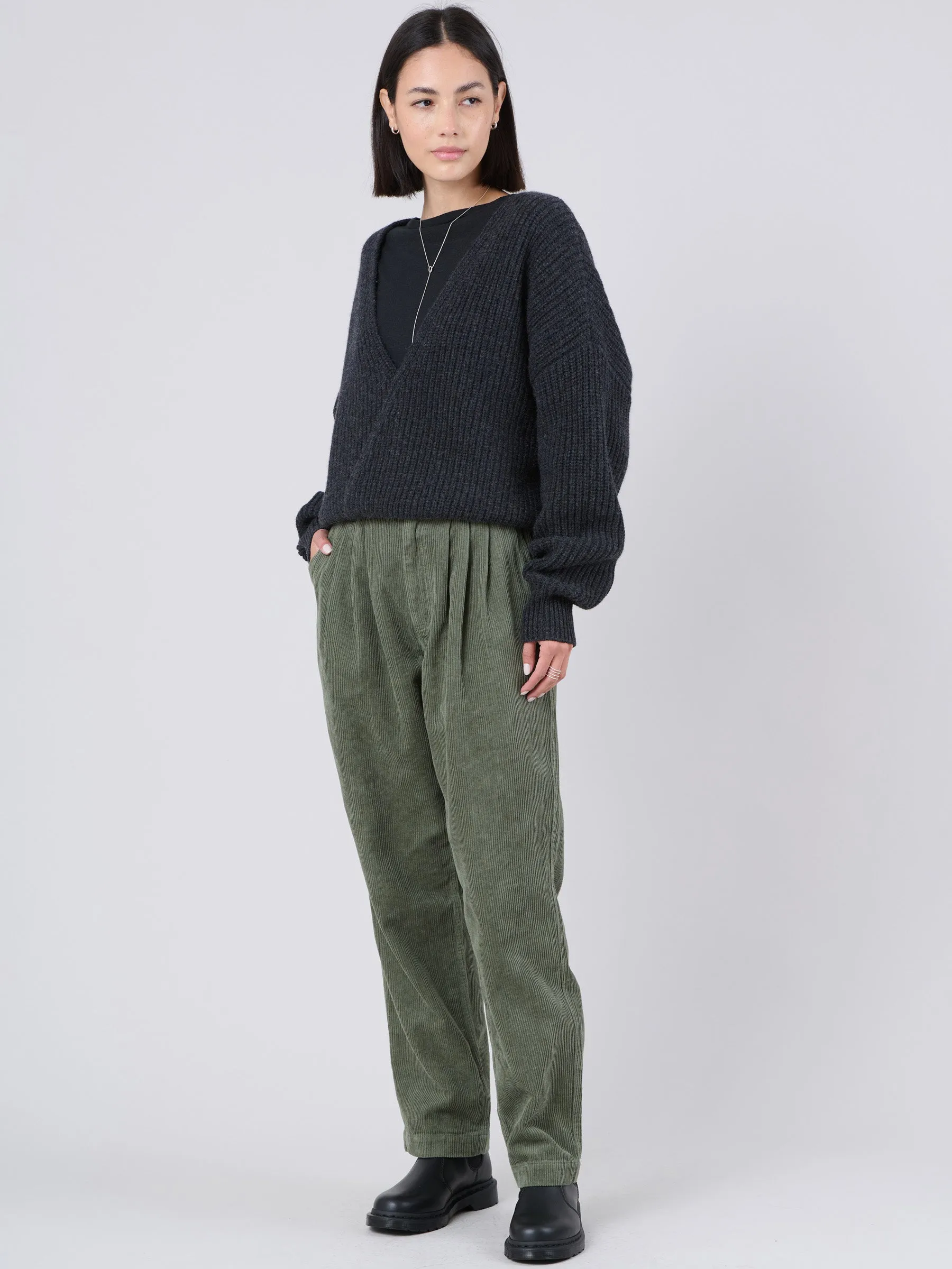 Hemp Organic Cotton Corduroy Front Pleats Trousers