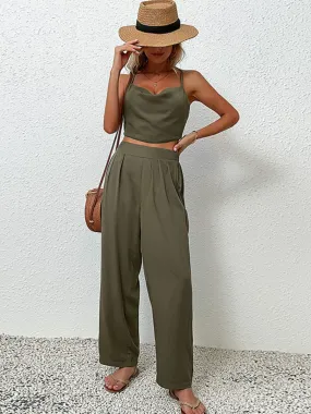 Hustle & Heart Crisscross Back Cropped Top and Pants Set