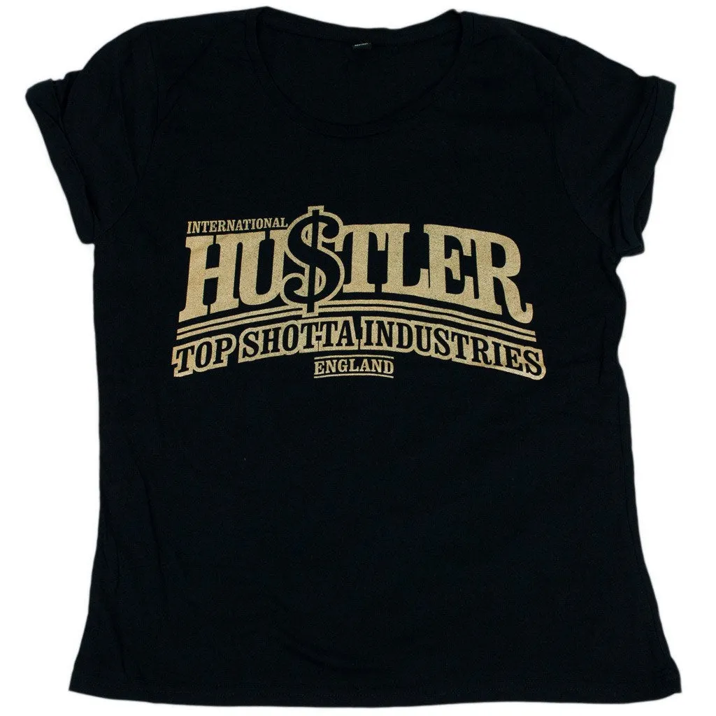 Hustler Womens Black and Gold T-Shirt