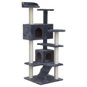 i.Pet Cat Tree 134cm Tower Scratching Post Scratcher Wood Condo House Bed Grey