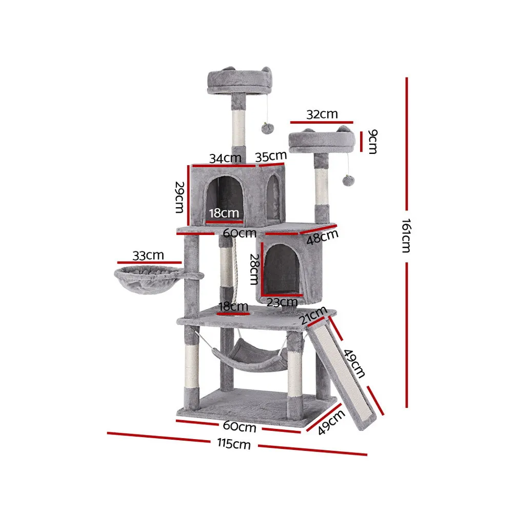 i.Pet Cat Tree Tower Scratching Post Scratcher 161cm Condo House Trees Grey