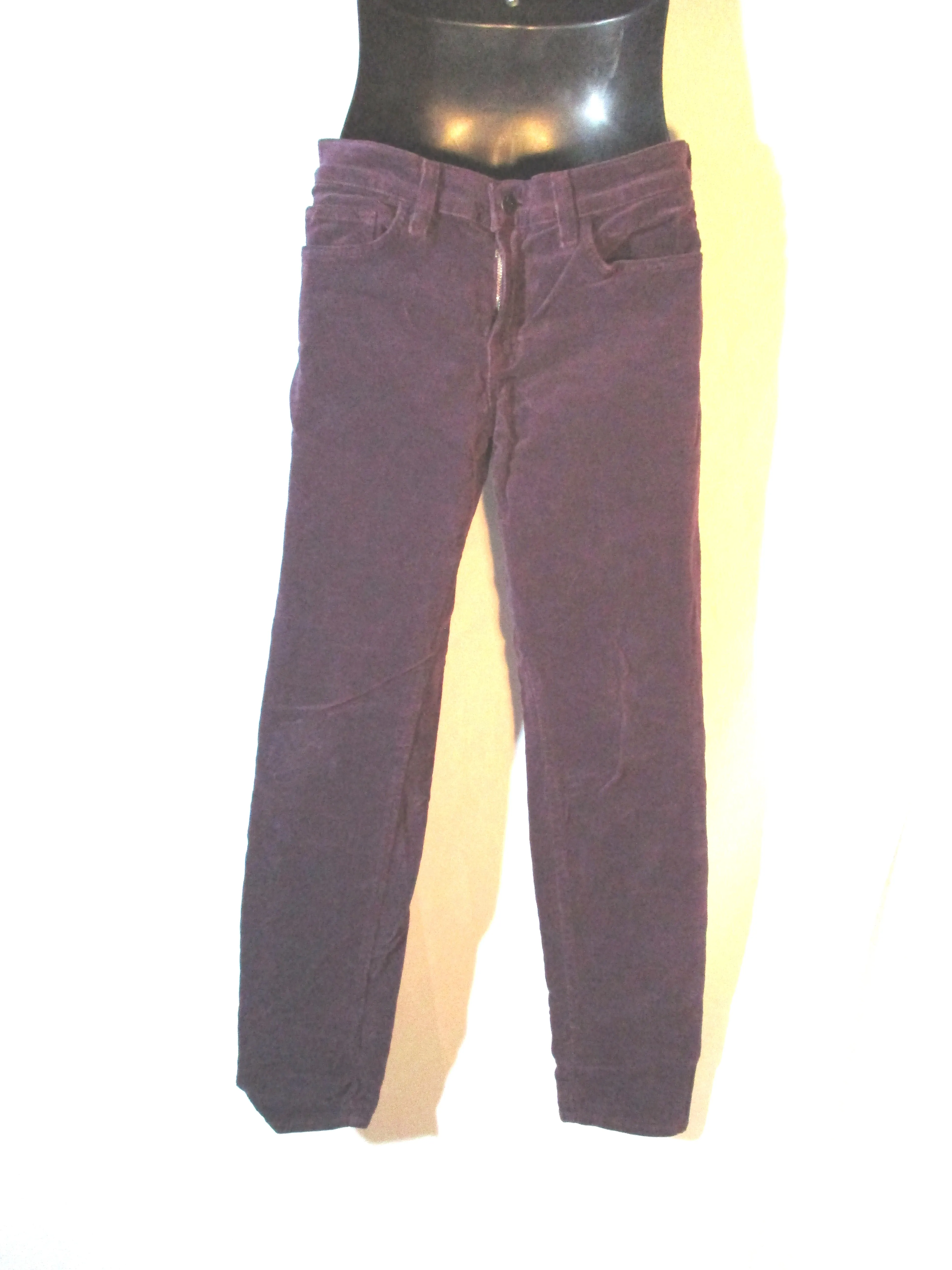 J Brand SKINNY LEG CORDUROY Jean Dungaree Pants Trousers 28 PURPLE Womens