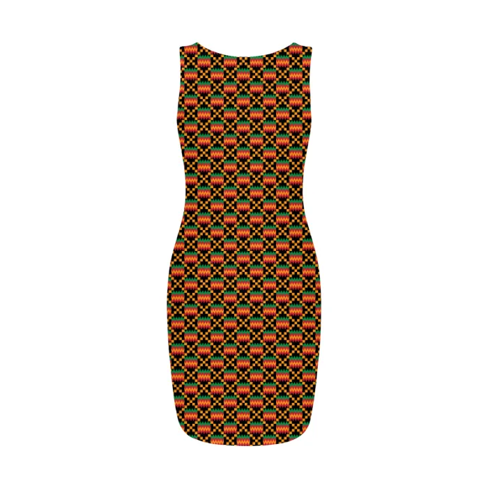 Kente Women's Square Neck Bodycon Dress