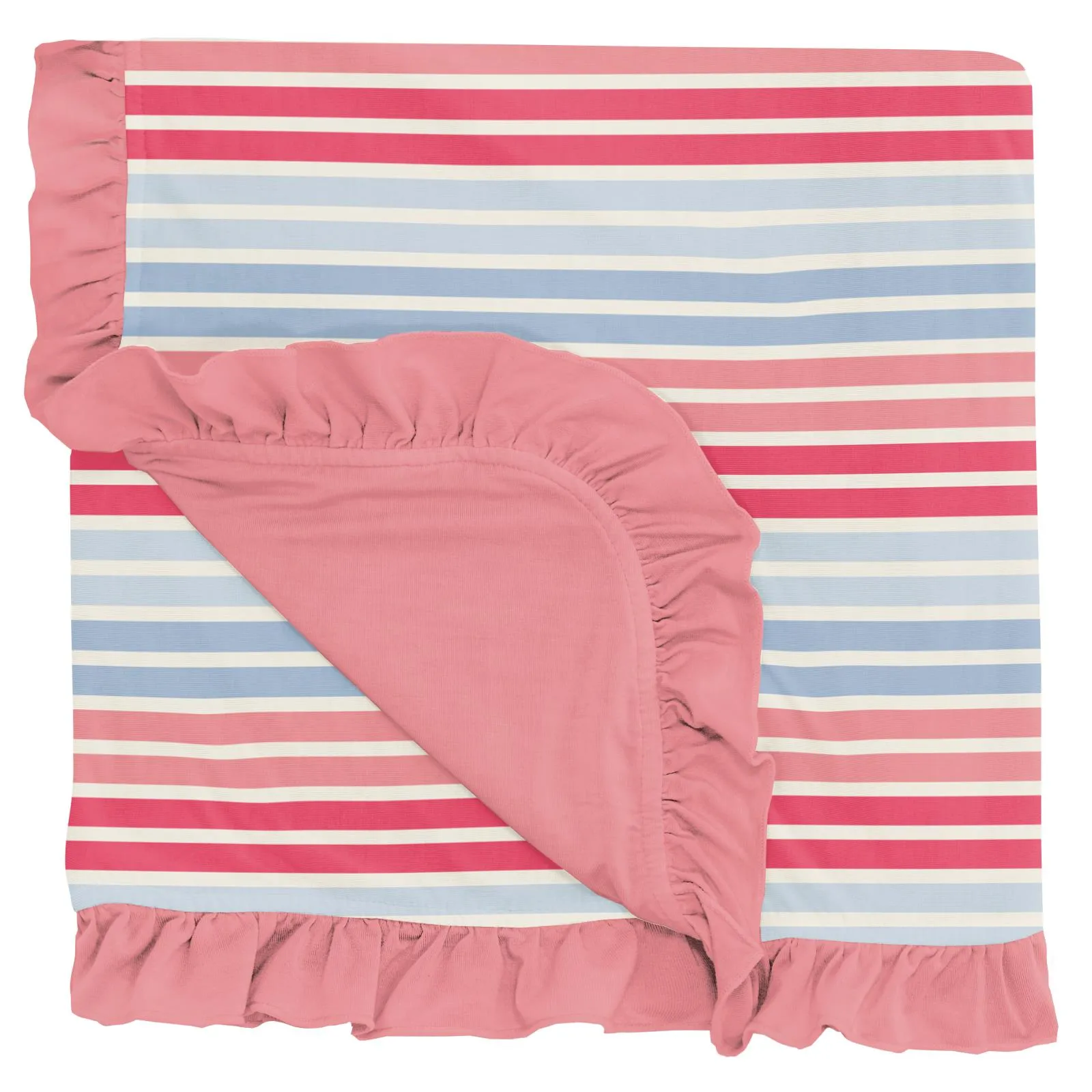 KicKee Pants Cotton Candy Stripe Ruffle Stroller Blanket