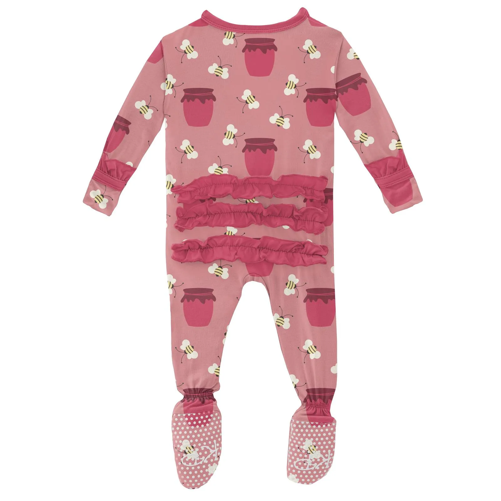 KicKee Pants Strawberry Bees and Jam Classic Ruffle Footie with Zipper