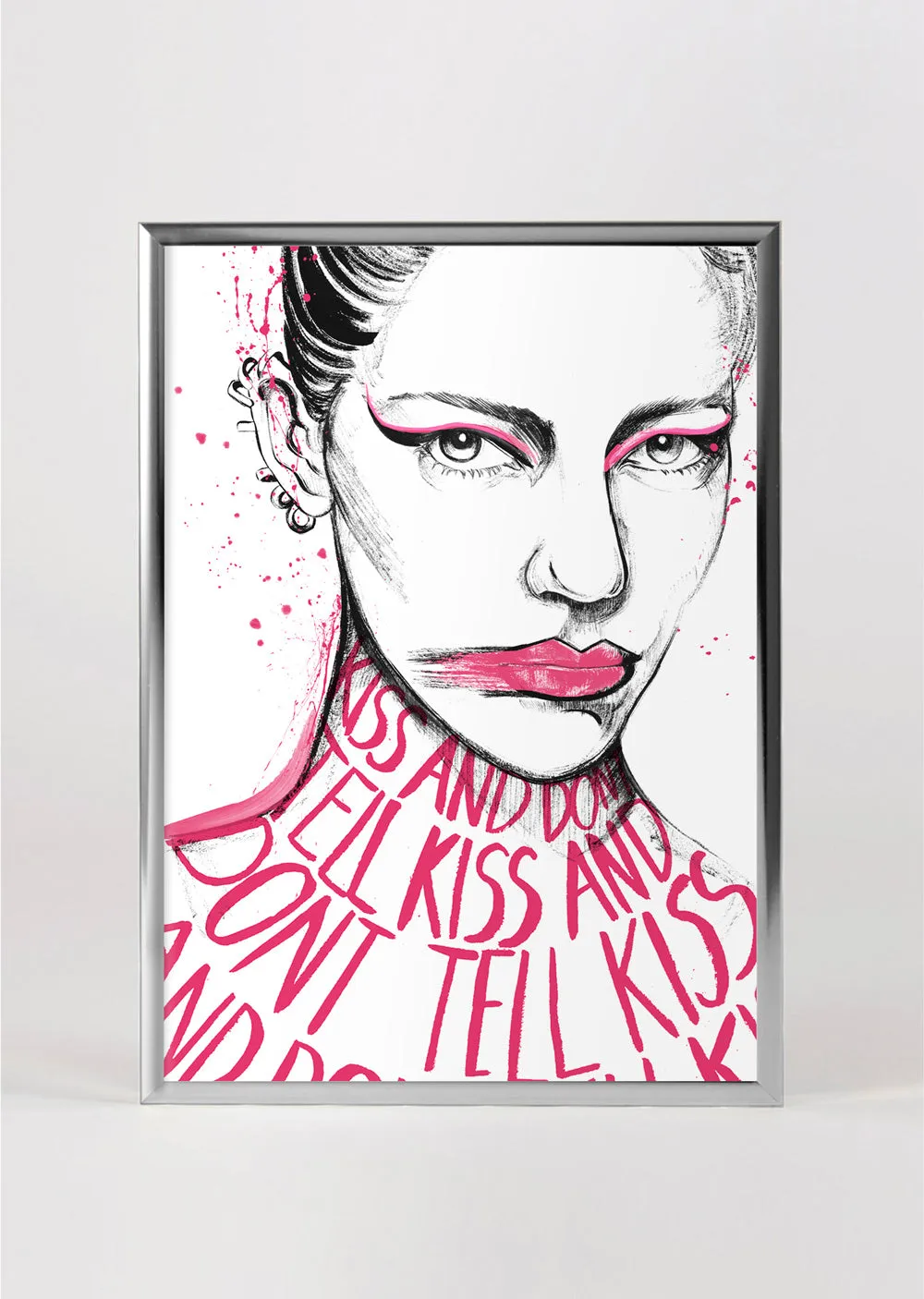 Kiss & Don't Tell Typographic Wall Art Print