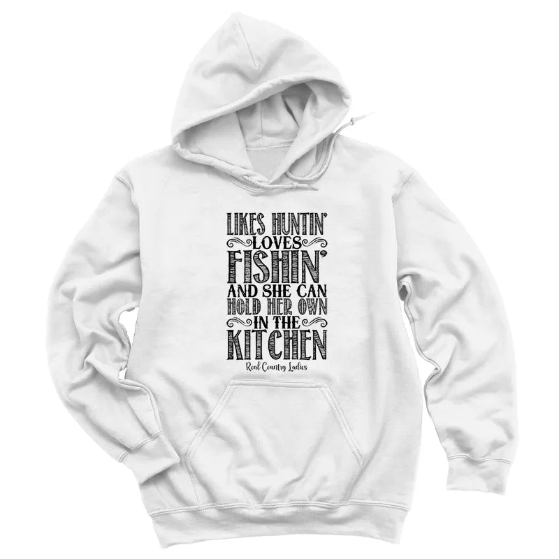 Likes Huntin' Loves Fishin' Black Print Hoodies & Long Sleeves