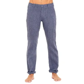 Linen Slim Fit Pants - Navy