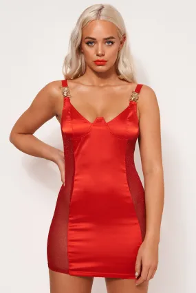 Lori Red Satin Bodycon Dress